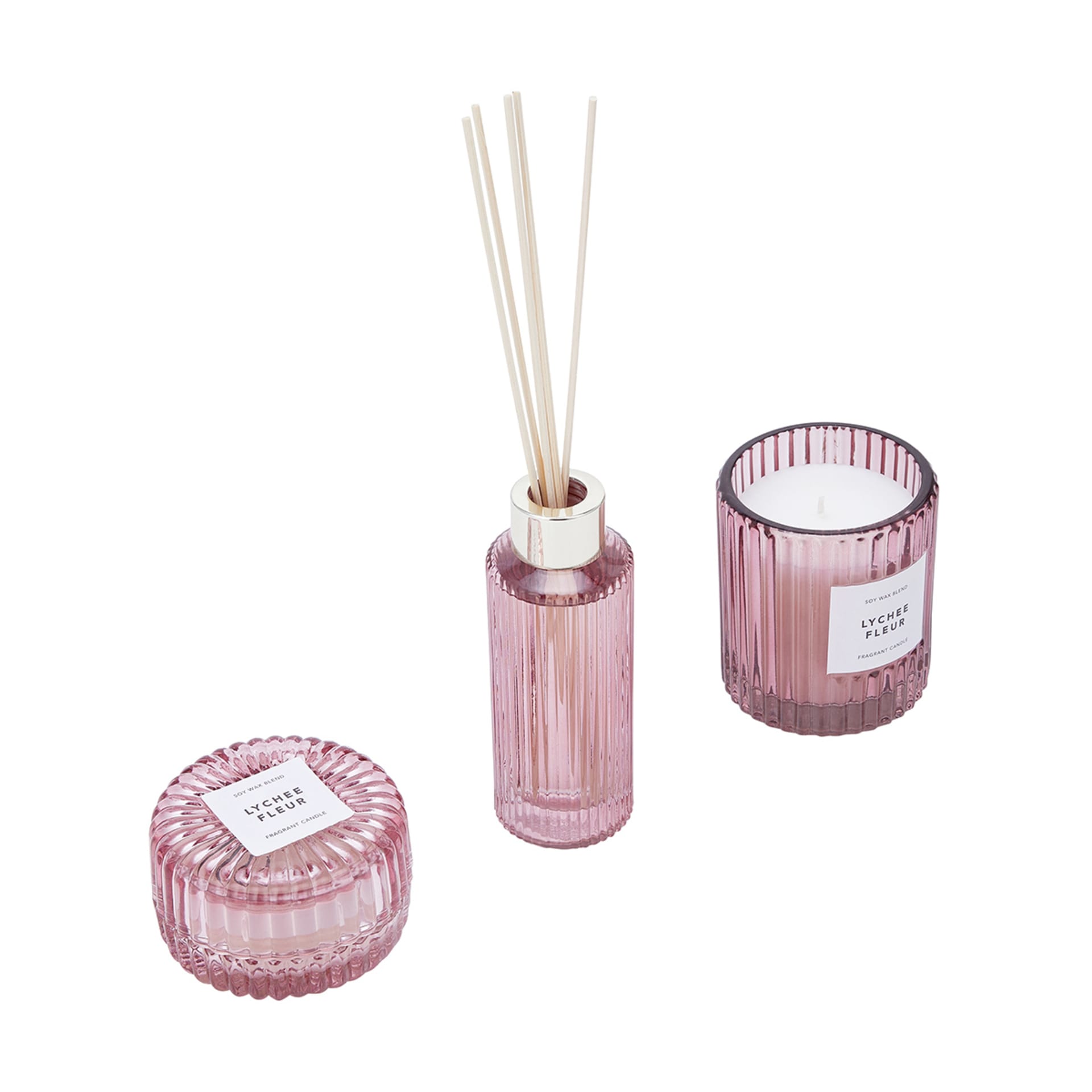 Lychee Fleur Fragrant Candles and Reed Diffuser Set Kmart