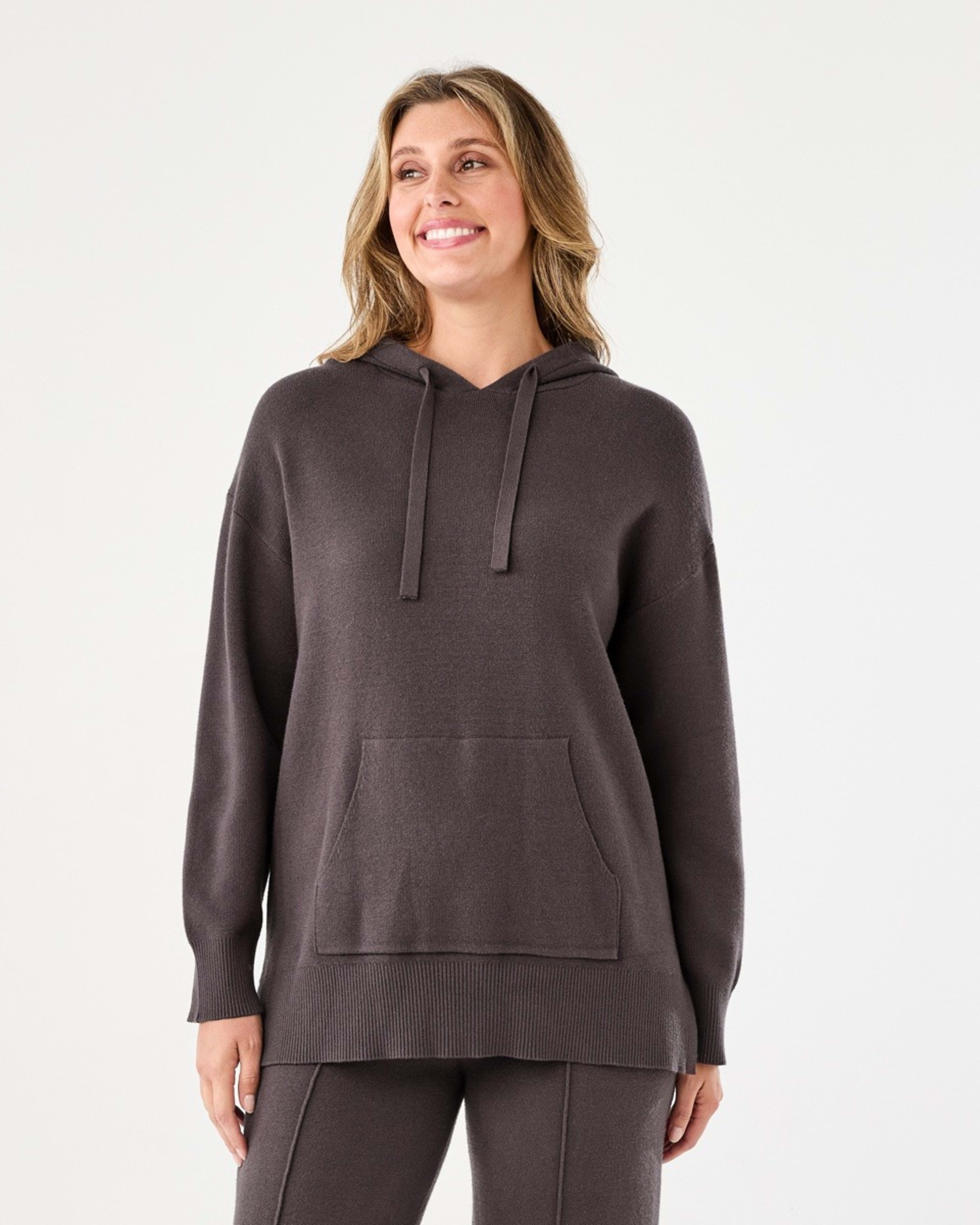 1 Compact Knit Hoodie Espresso