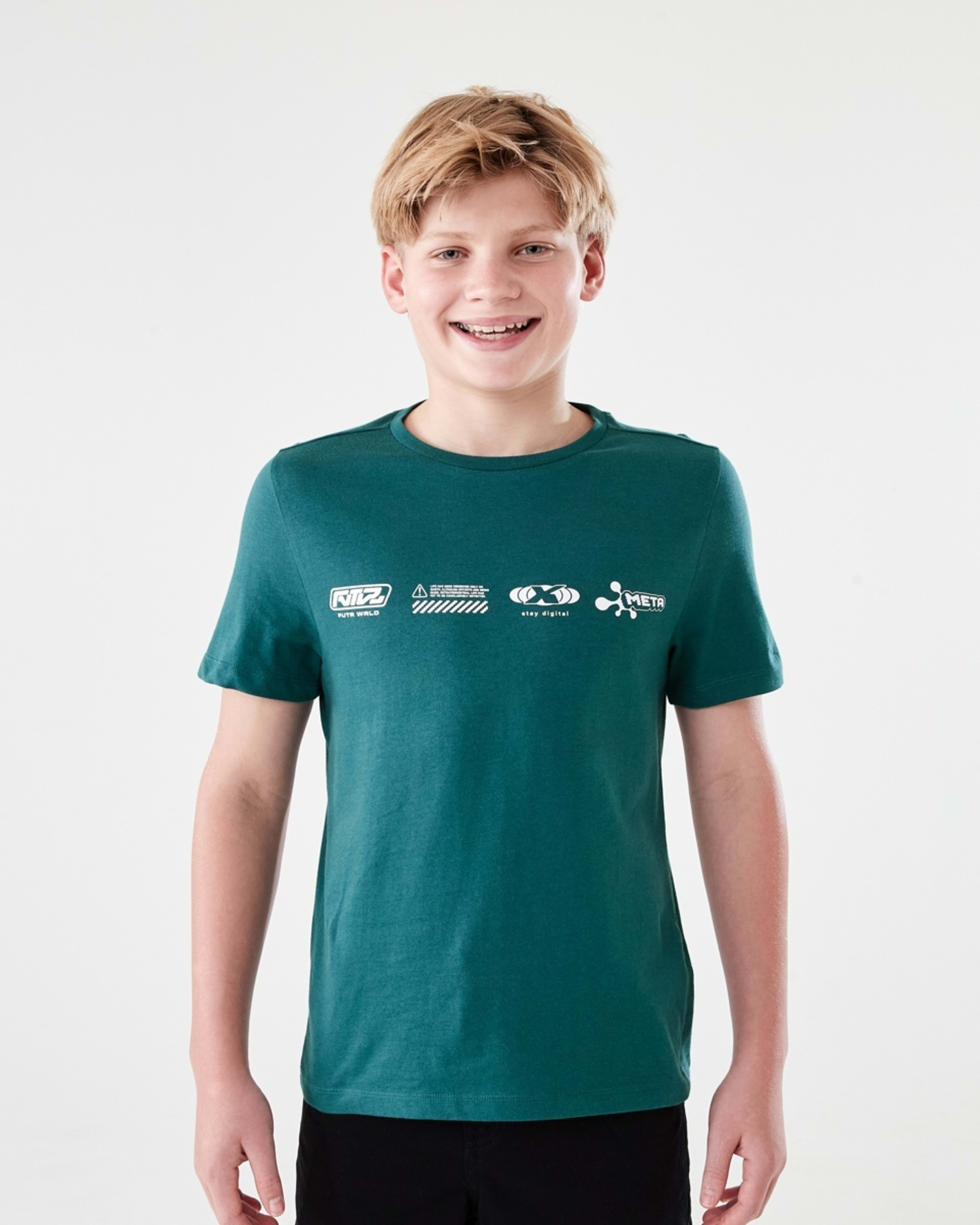 1 Short Sleeve Print T-shirt FUTURE ICONS GREEN, 1 of 6