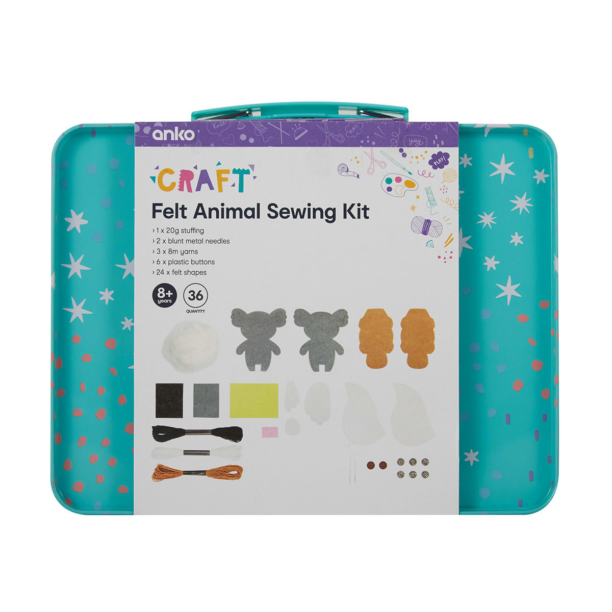 36 Piece Felt Animal Sewing Kit Kmart