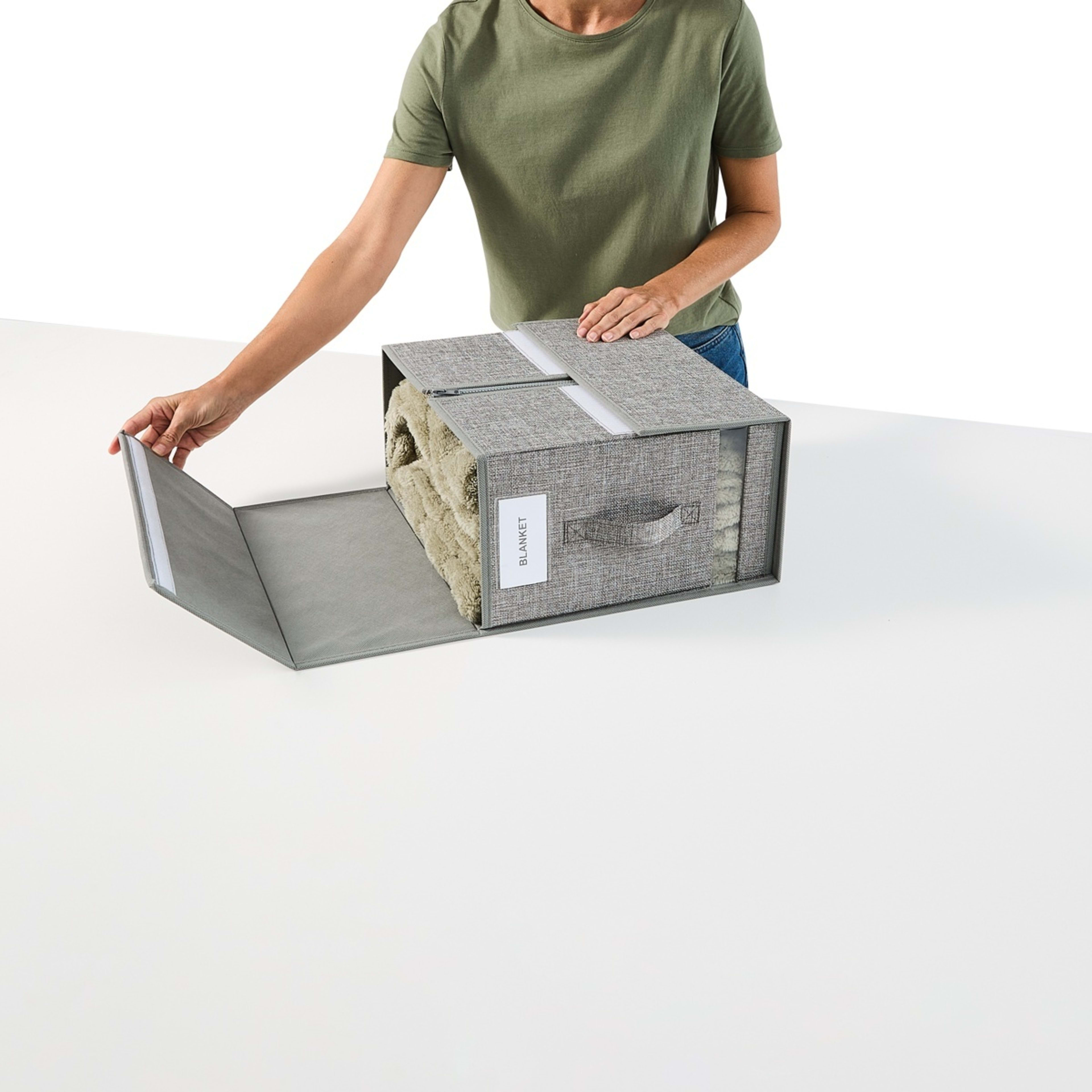 3 Linen Look Large Bed Linen Box - Charcoal, 3 of 10
