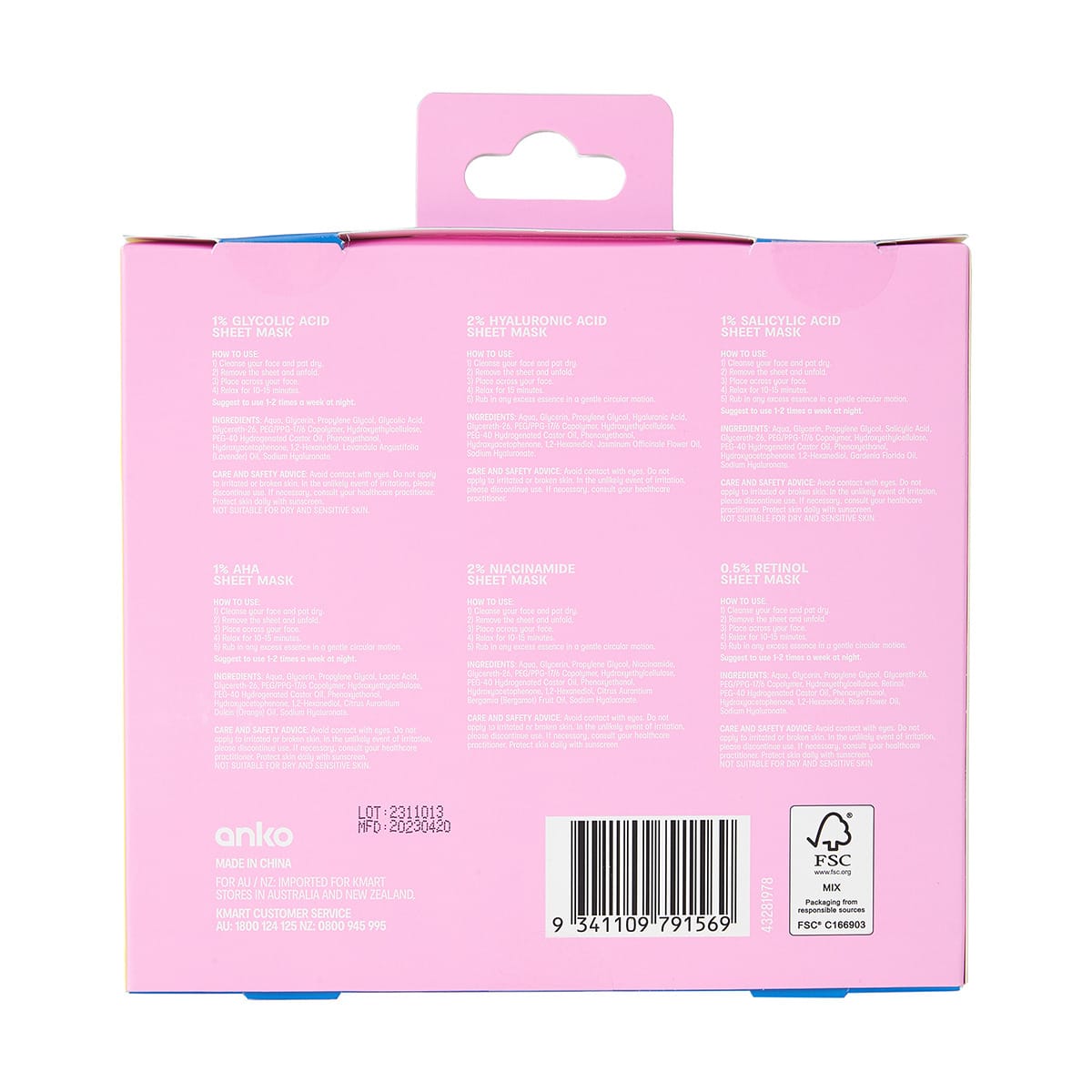 6 Pack Multi Masking Treatment Sheet Masks Kmart NZ