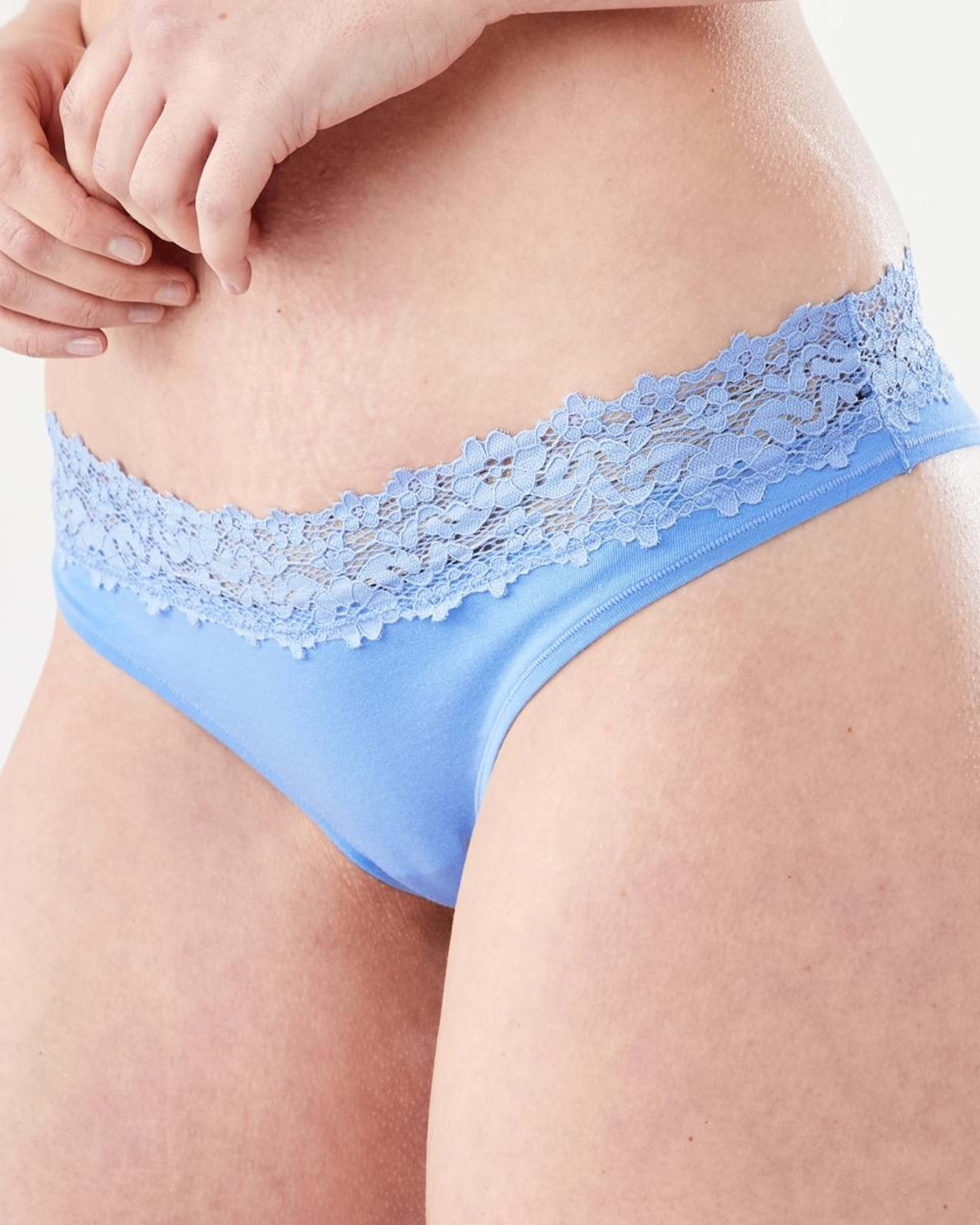 7 3 Pack Cotton Lace Tanga Briefs BLACK, SOFT CLAY, HYDRANGEA, 7 of 8