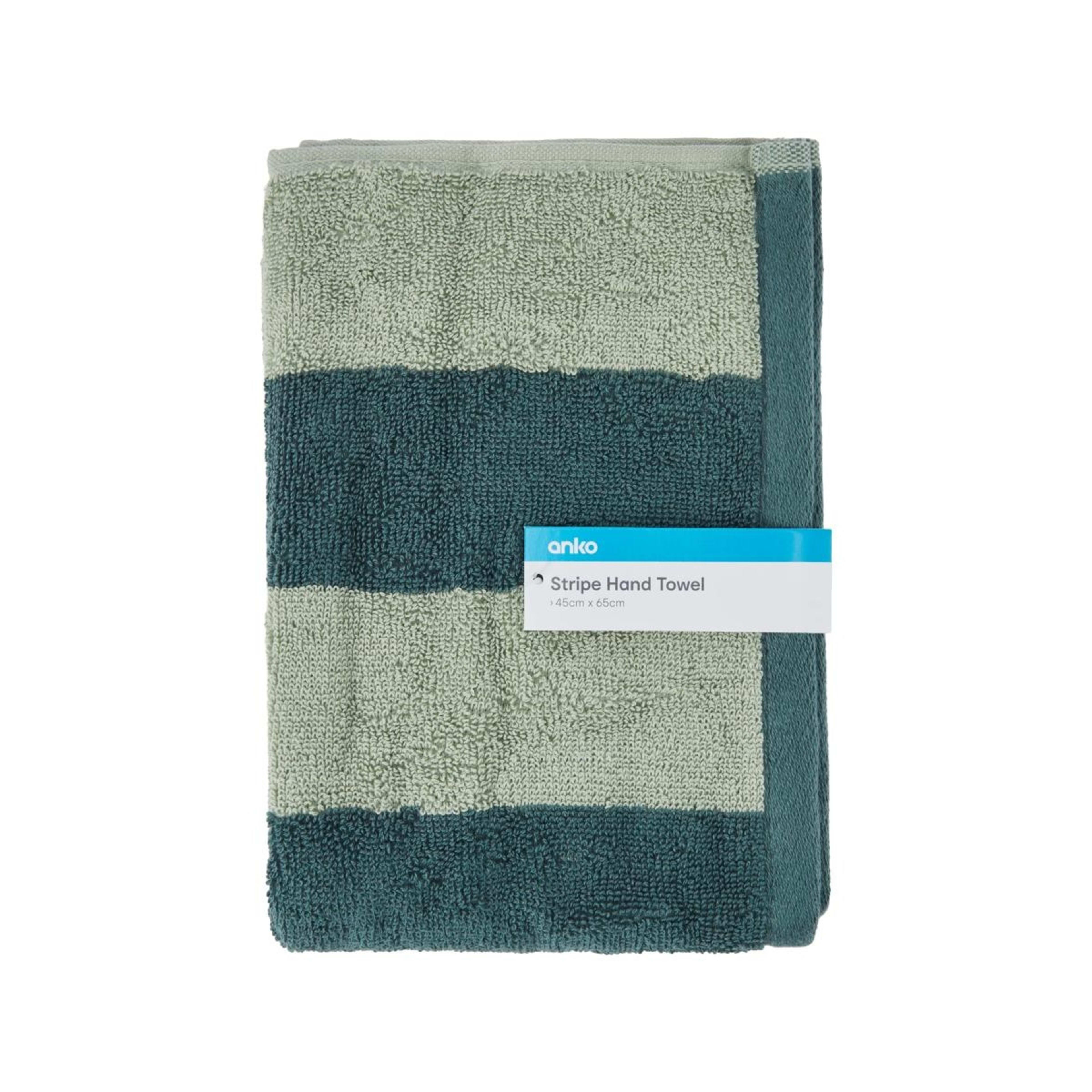 5 Stripe Cotton Hand Towel - Green, 5 of 5