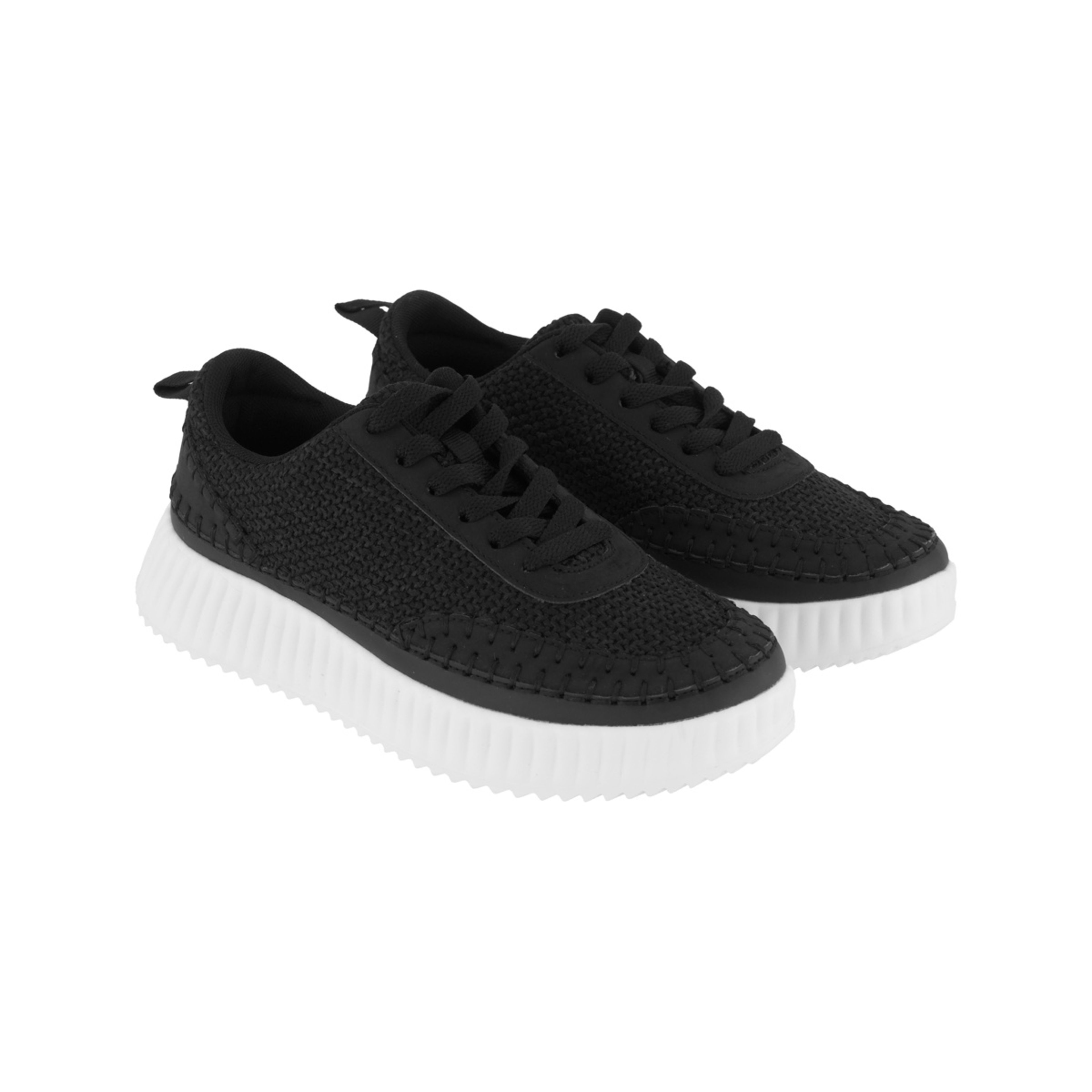 4 Textured Platform Sneakers Black, 4 of 5