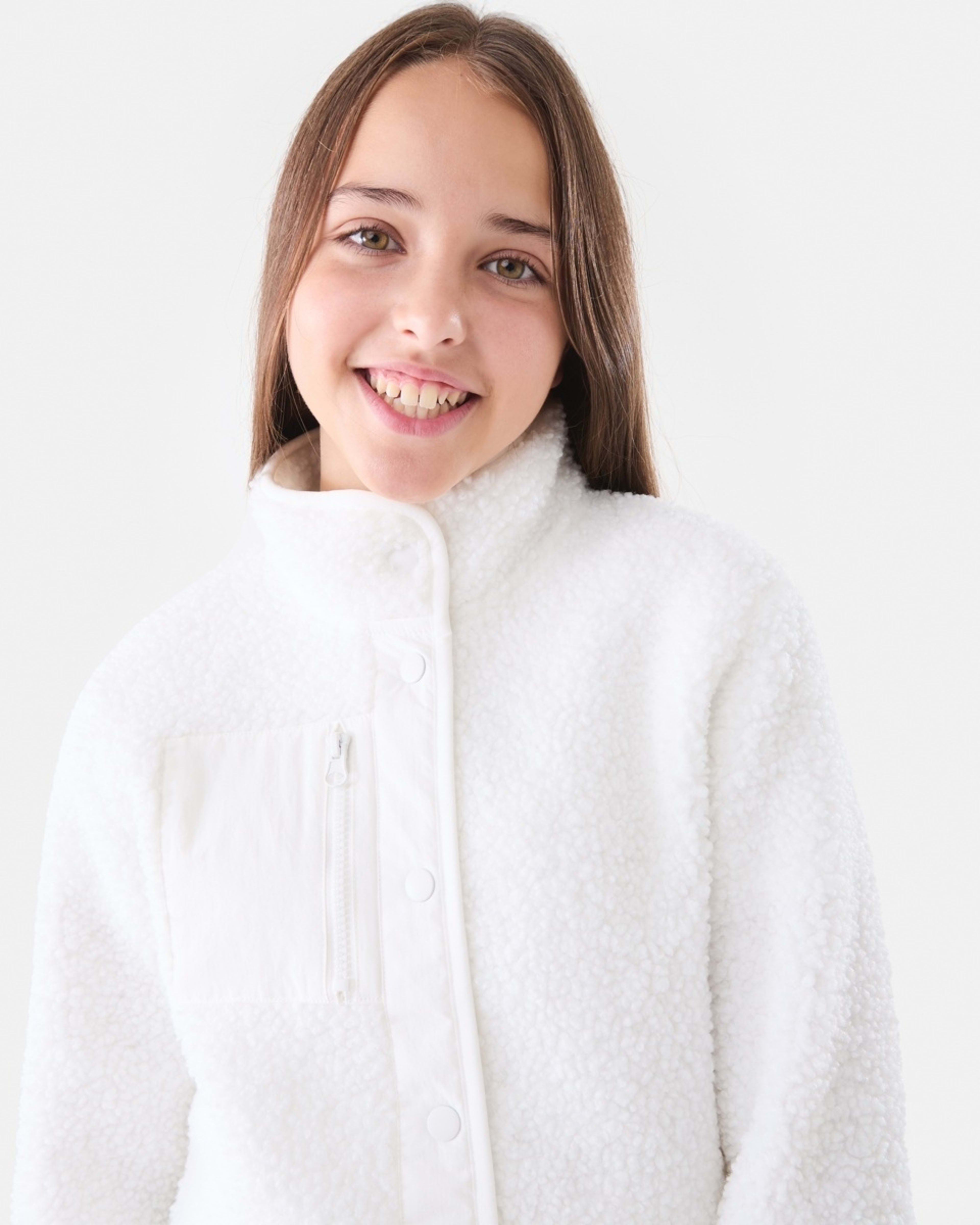 3 Teddy Fleece Jacket Snw White, 3 of 6