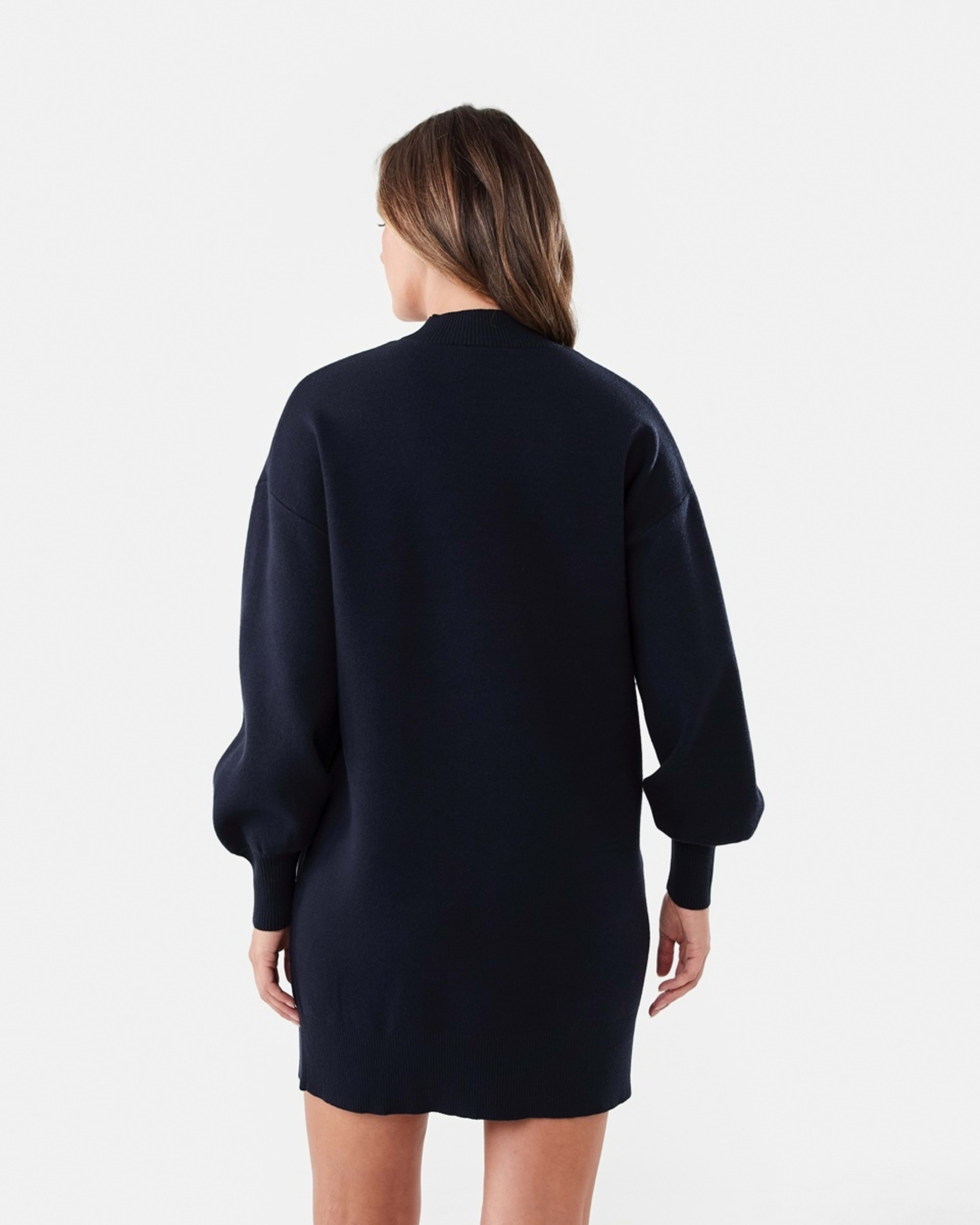 3 Long Sleeve Mock Neck True Knit Mini Dress Navy Blaze, 3 of 7