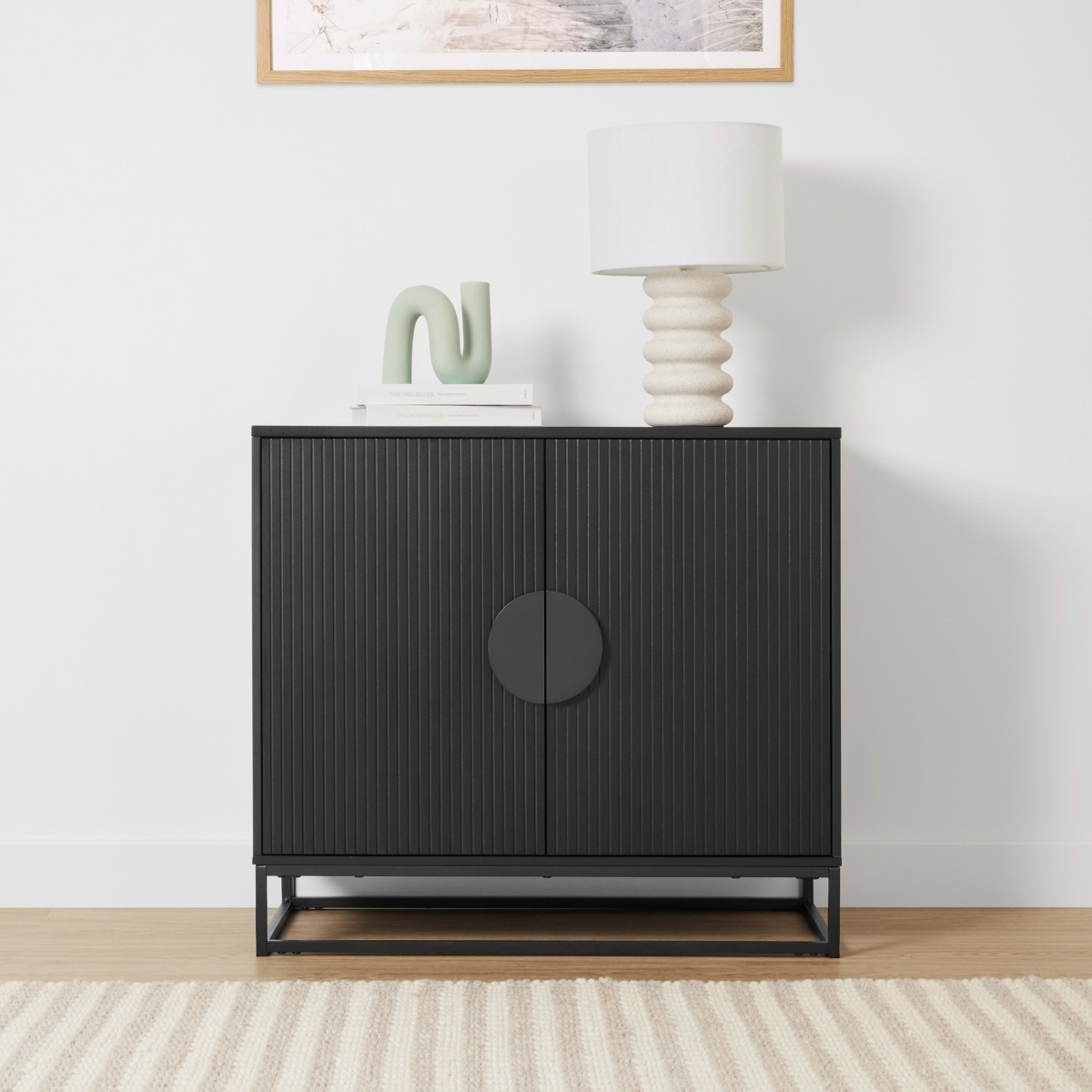 1 Stevie Ribbed Cabinet - Black