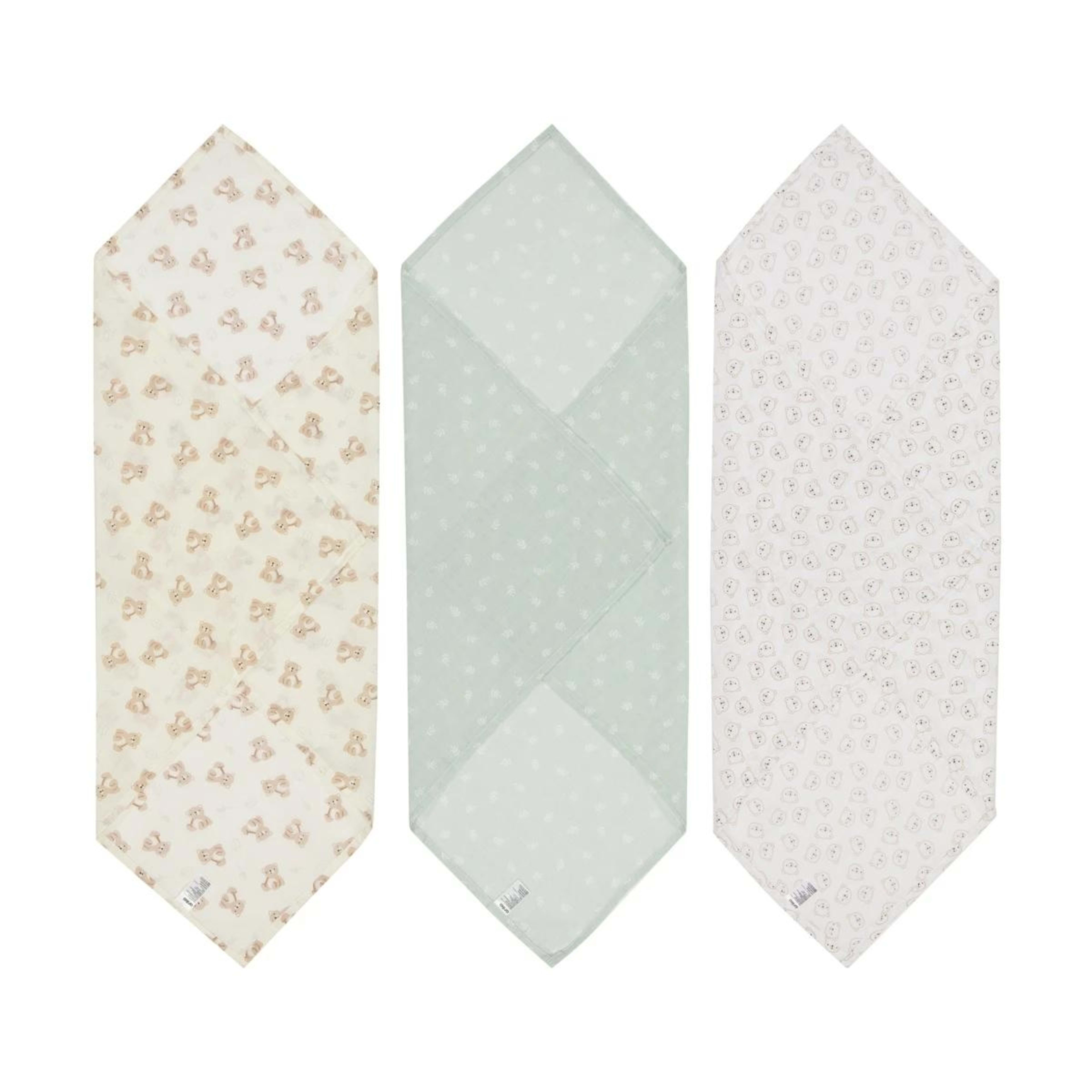 2 3 Pack Organic Cotton Muslin Wraps - Bears, 2 of 6
