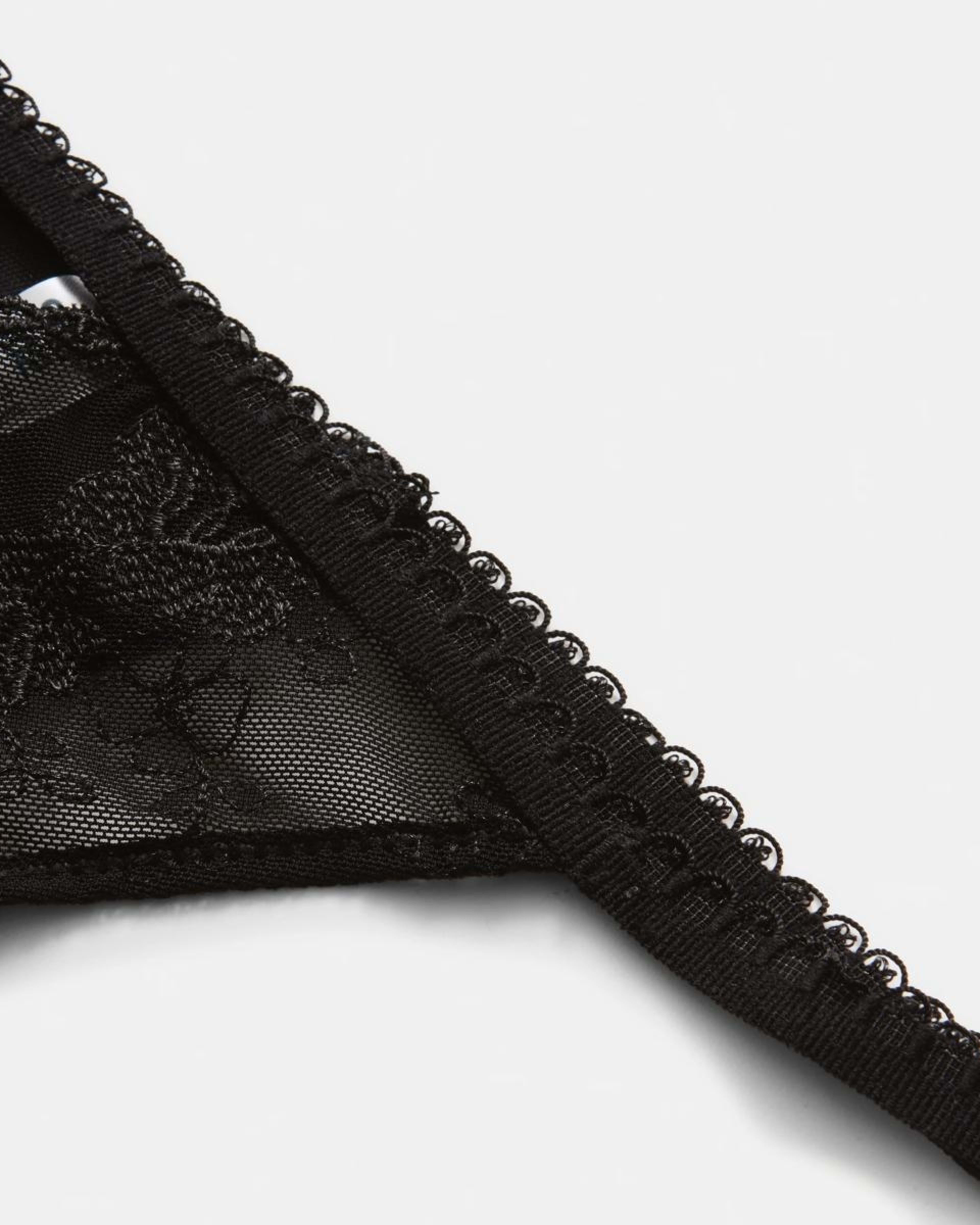6 Co-ordinated Embroidered Mesh G-String Briefs BLACK, 6 of 6