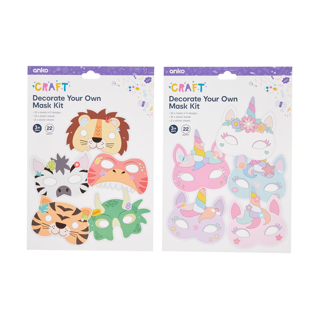 22 Piece Decorate Your Own Mask Kit Assorted Kmart