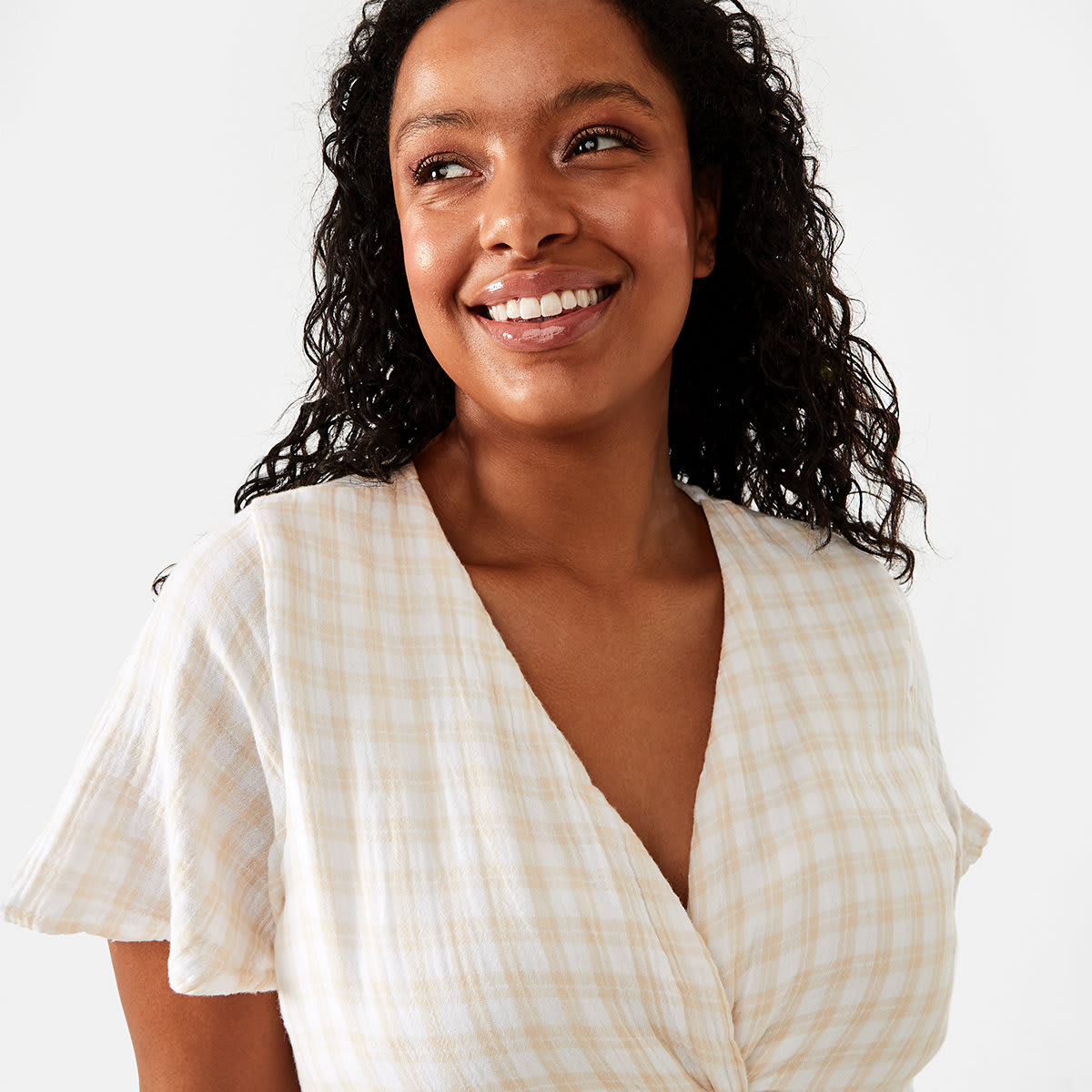 Short Sleeve Twist Front Midi Dress Kmart