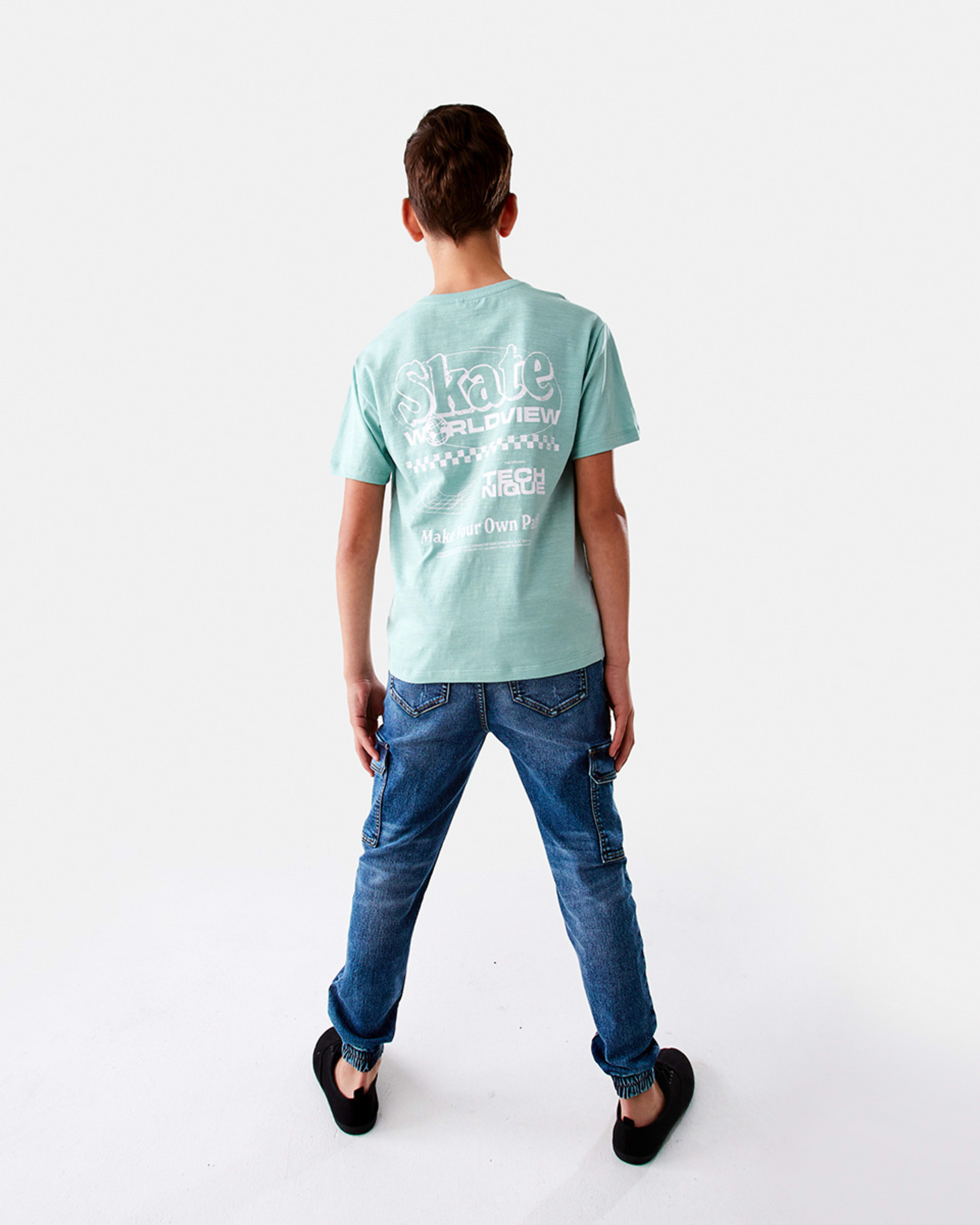 7 Short Sleeve Back Print T-shirt Teal Skate, 7 of 9