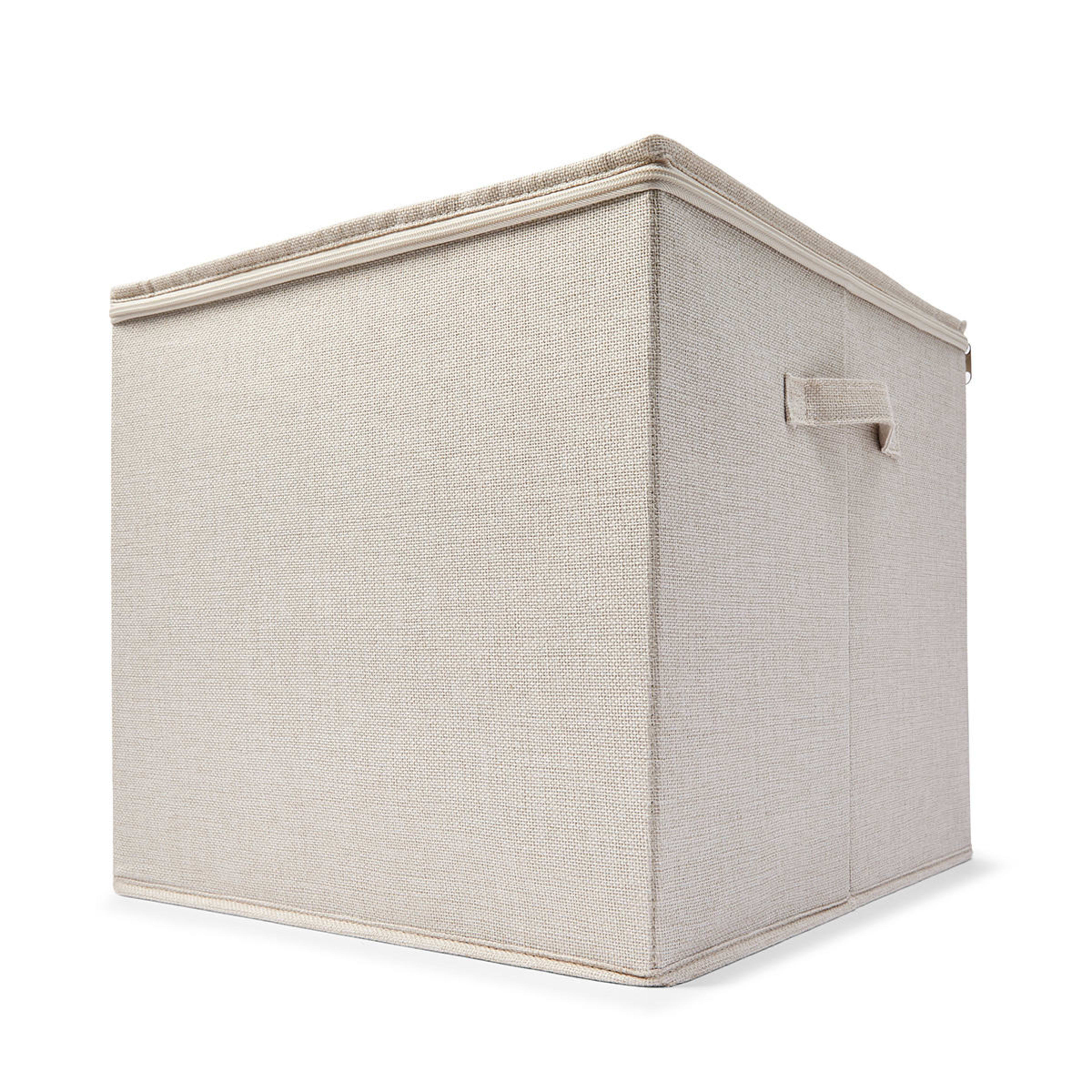 4 Linen Look Storage Box with Dividers - Beige, 4 of 10