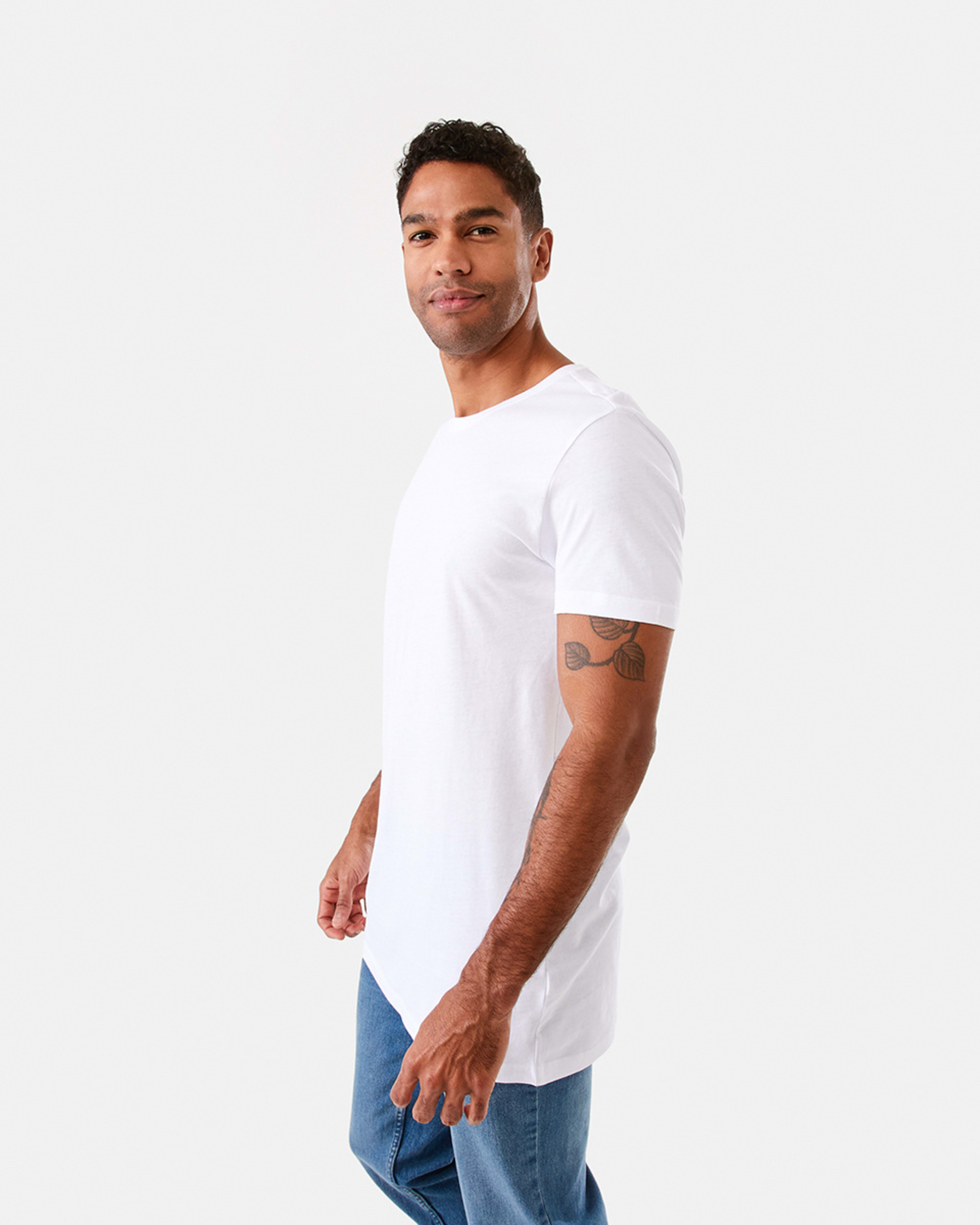 2 Australian Grown Cotton Longline T-shirt White, 2 of 6