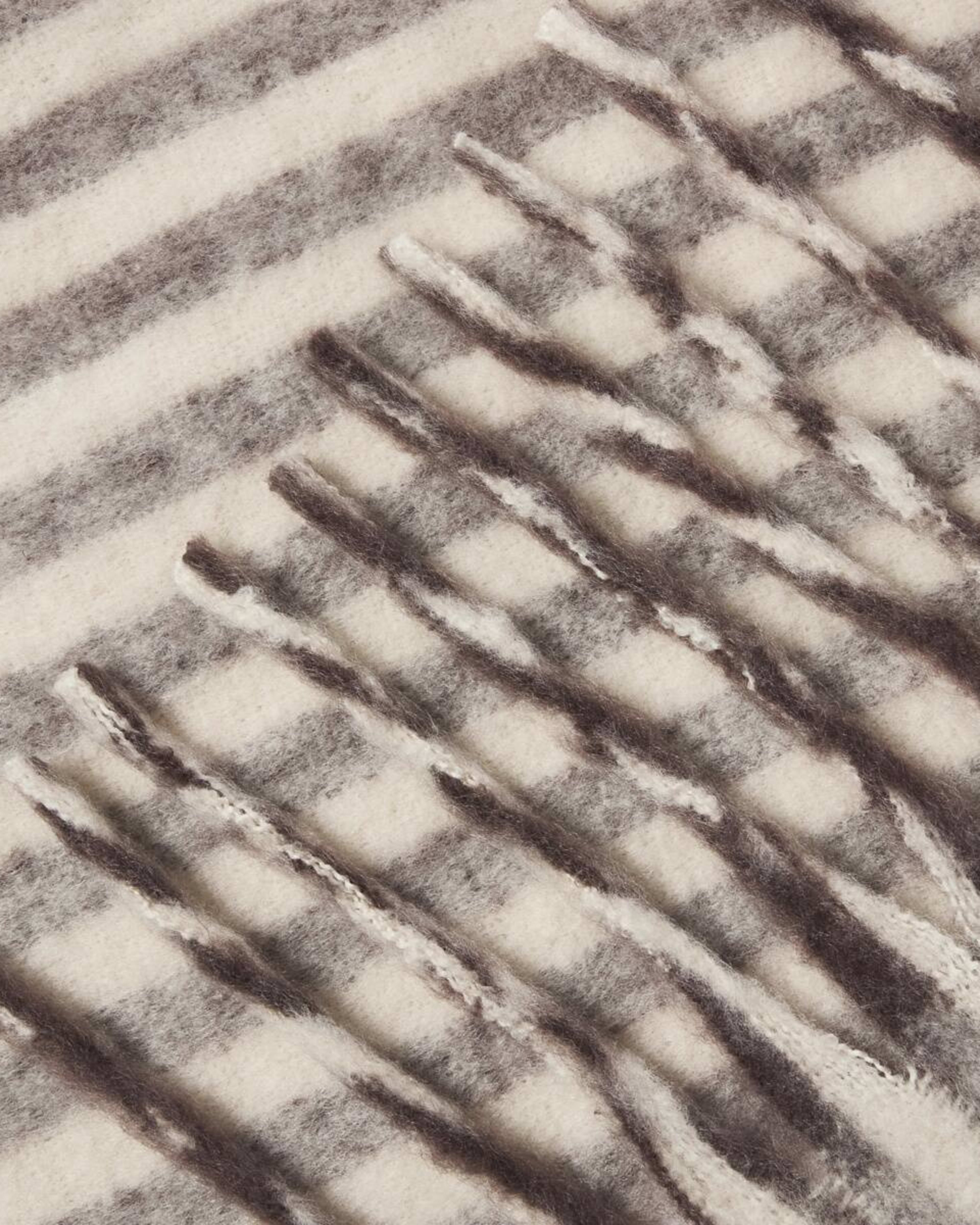 2 Stripe Fluffy Scarf Choc Strp, 2 of 3