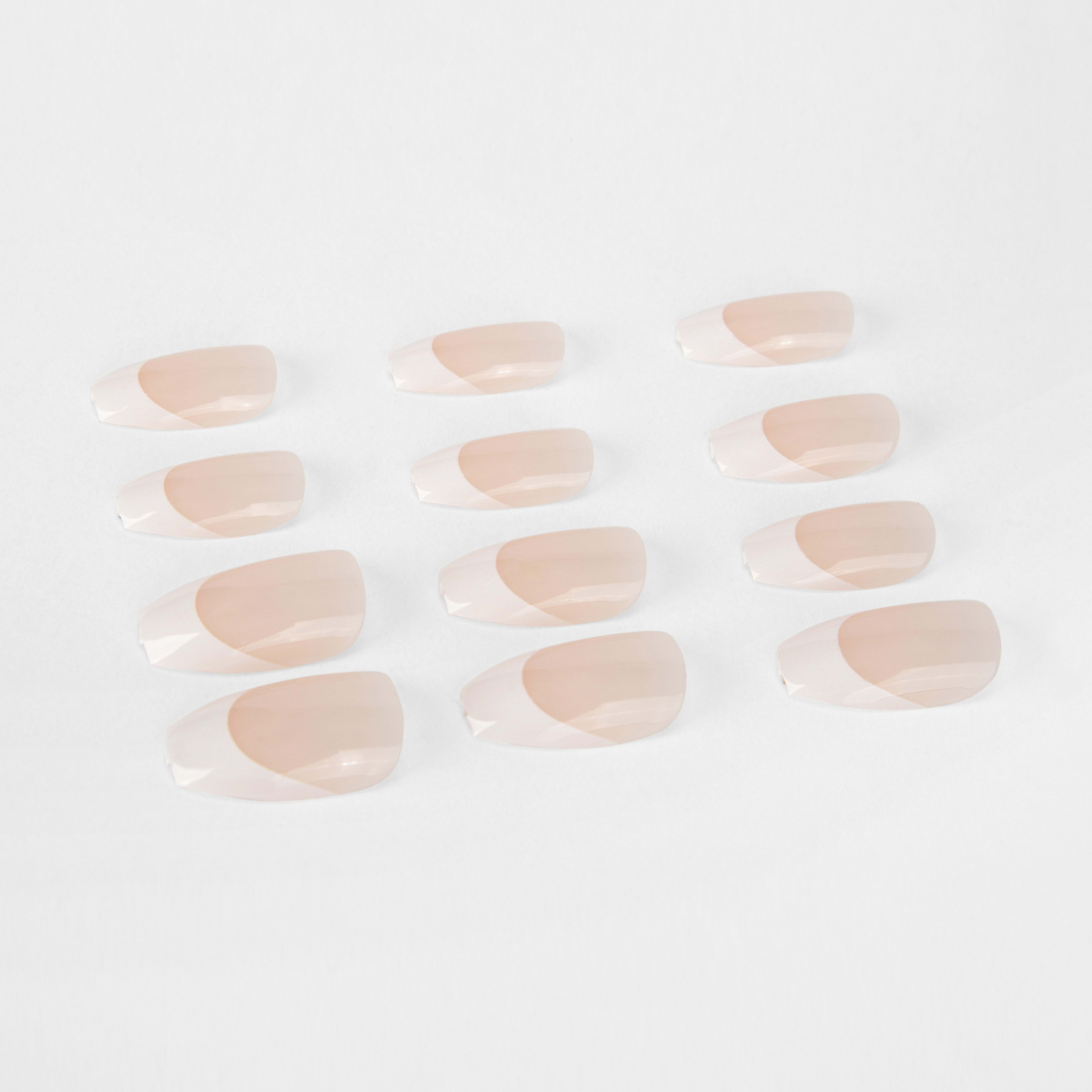 OXX Cosmetics 24 Pack False Nails with Adhesive Coffin Shape, French