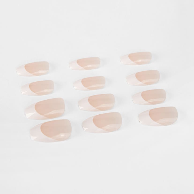 OXX Cosmetics 24 Pack False Nails with Adhesive - Coffin Shape, French ...