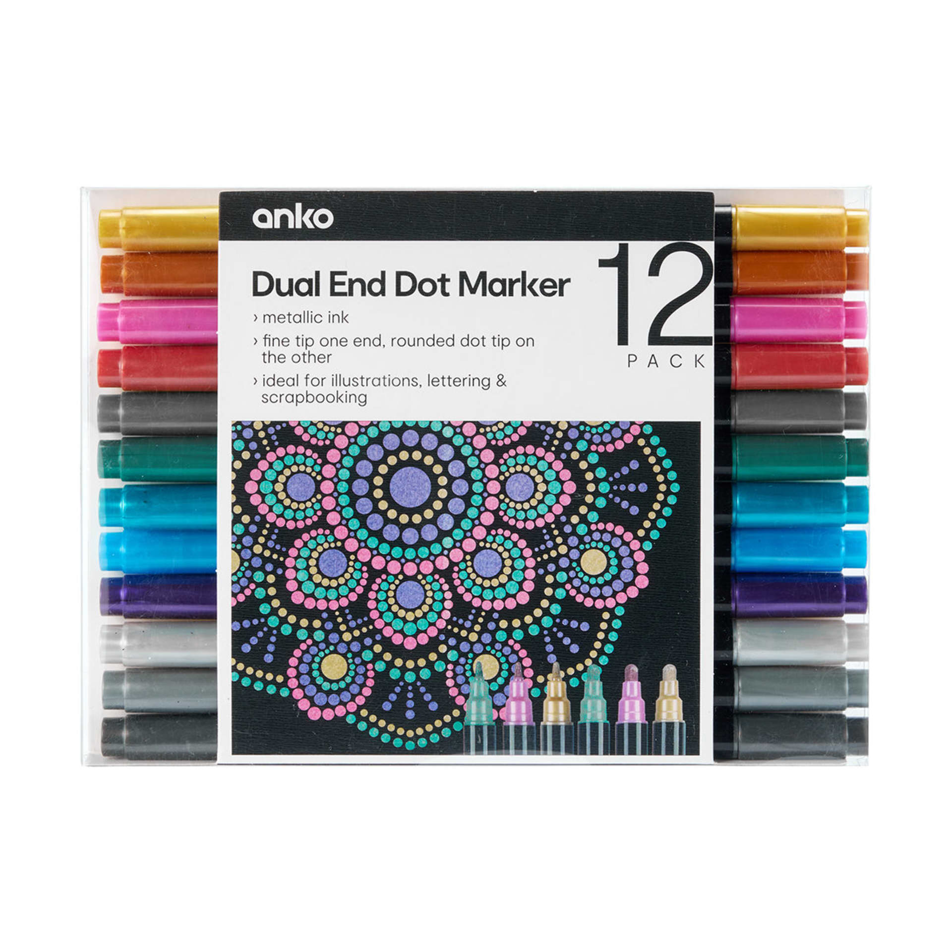 12 Pack Dual End Dot Markers Metallic Ink Kmart