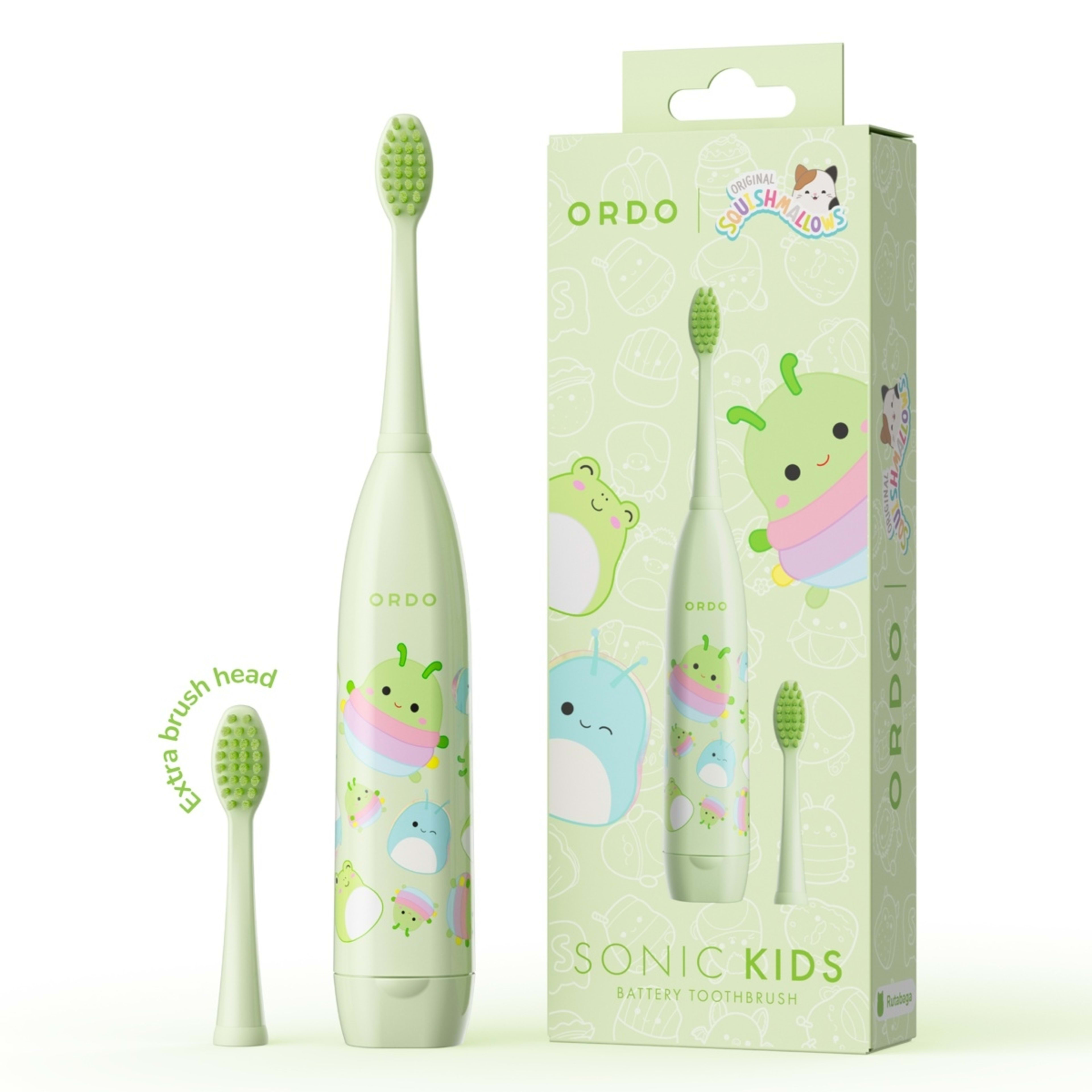 1 Original Squishmallows Ordo Sonic Kids Battery Toothbrush - Rutabaga