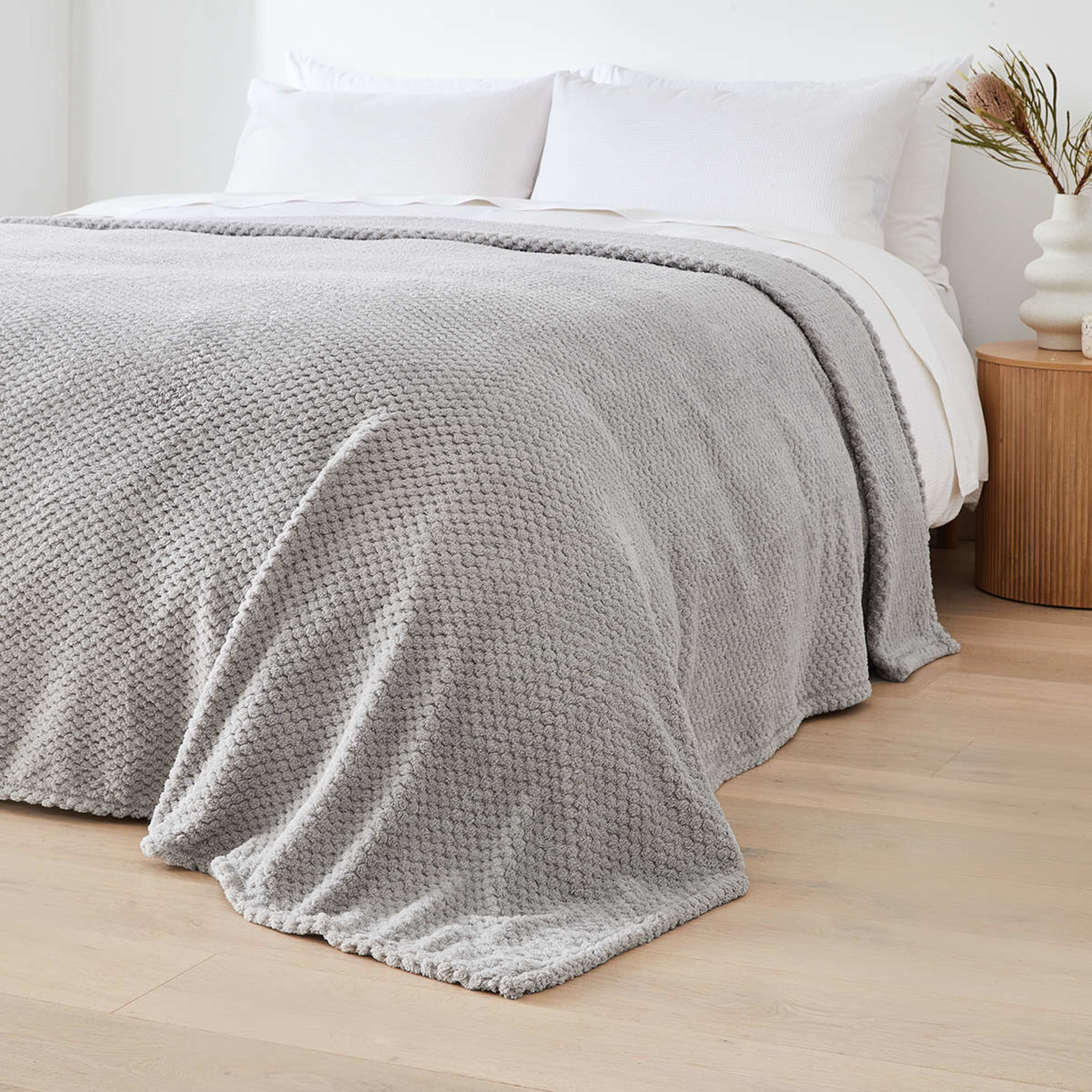 Coral Jacquard Blanket Double/Queen Bed, Grey Kmart