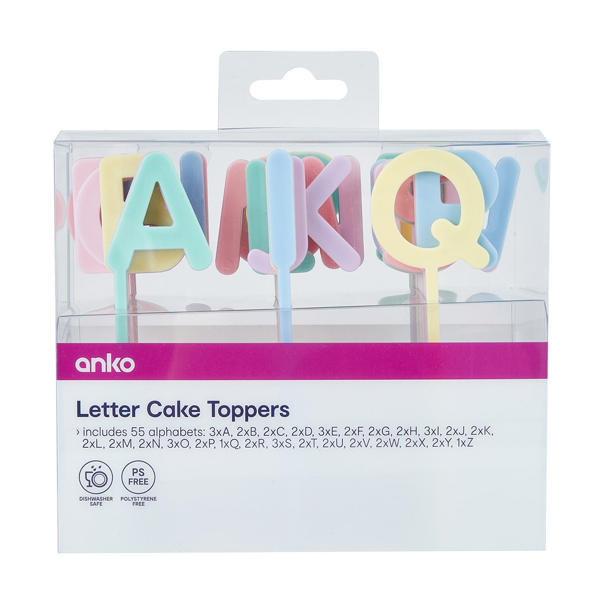 55 Piece Letter Cake Toppers Kmart