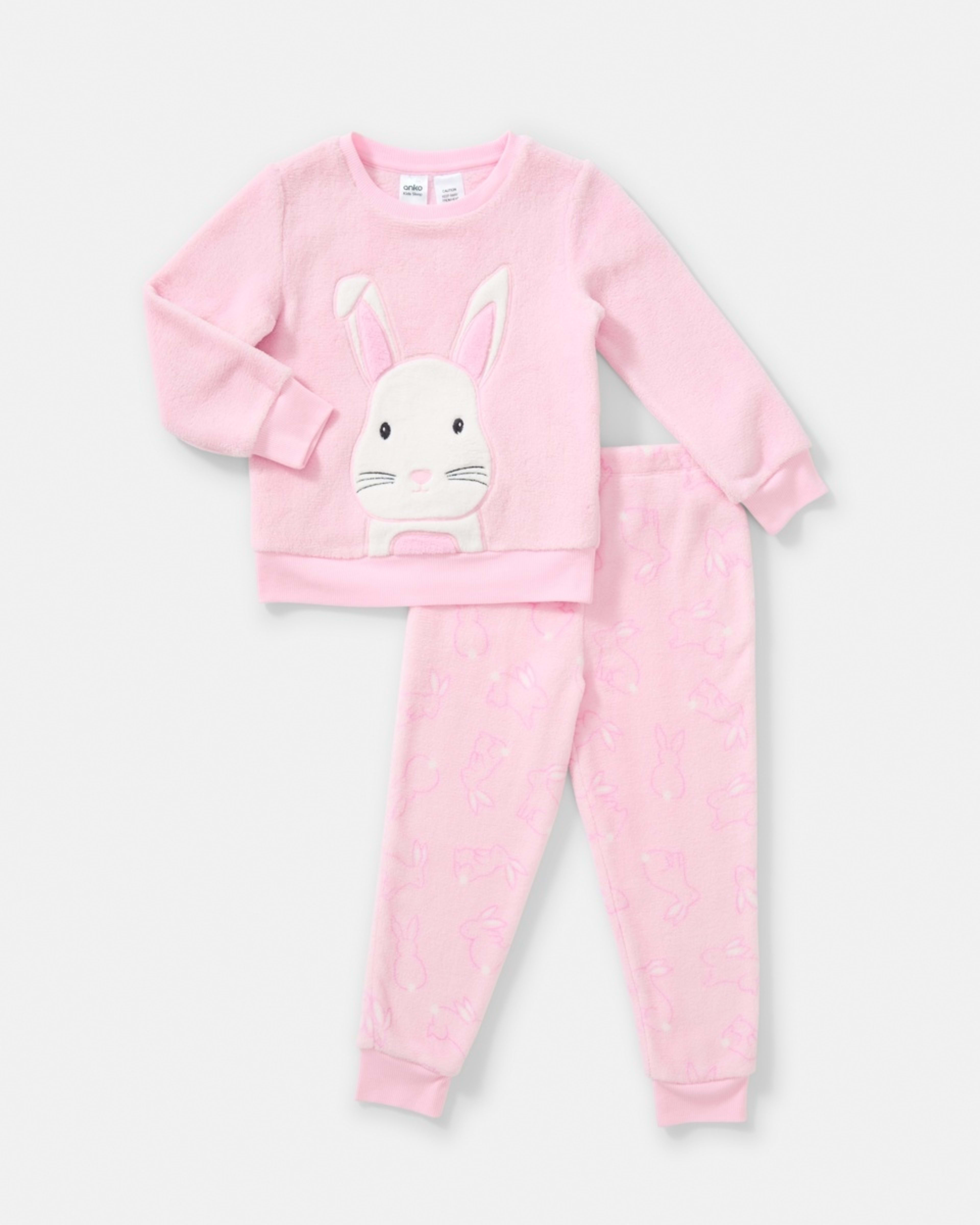 6 Fluffy Pyjama Set Pnk Bunny, 6 of 9