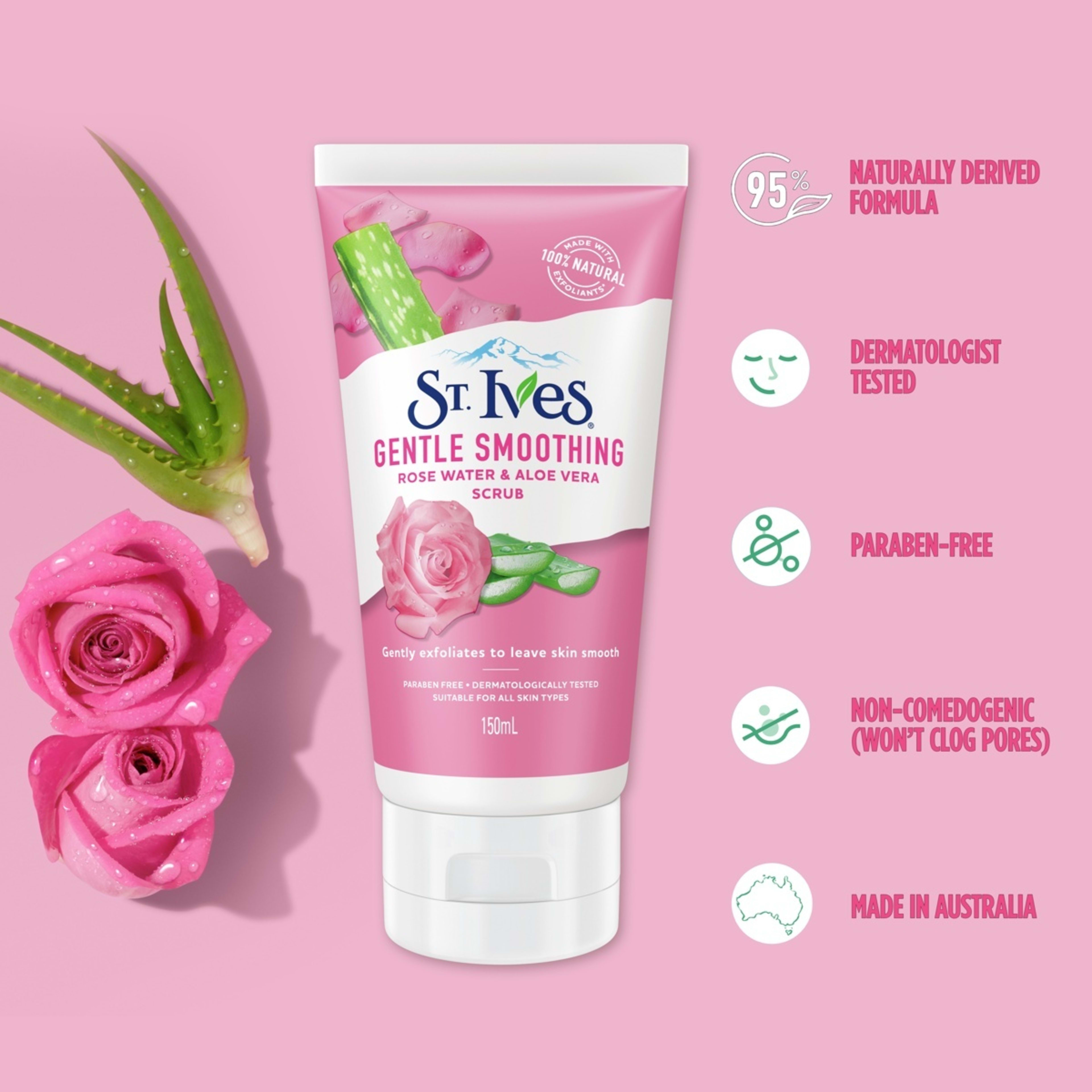 3 St. Ives Gentle Smoothing Face Scrub 150ml - Rose Water and Aloe Vera, 3 of 6