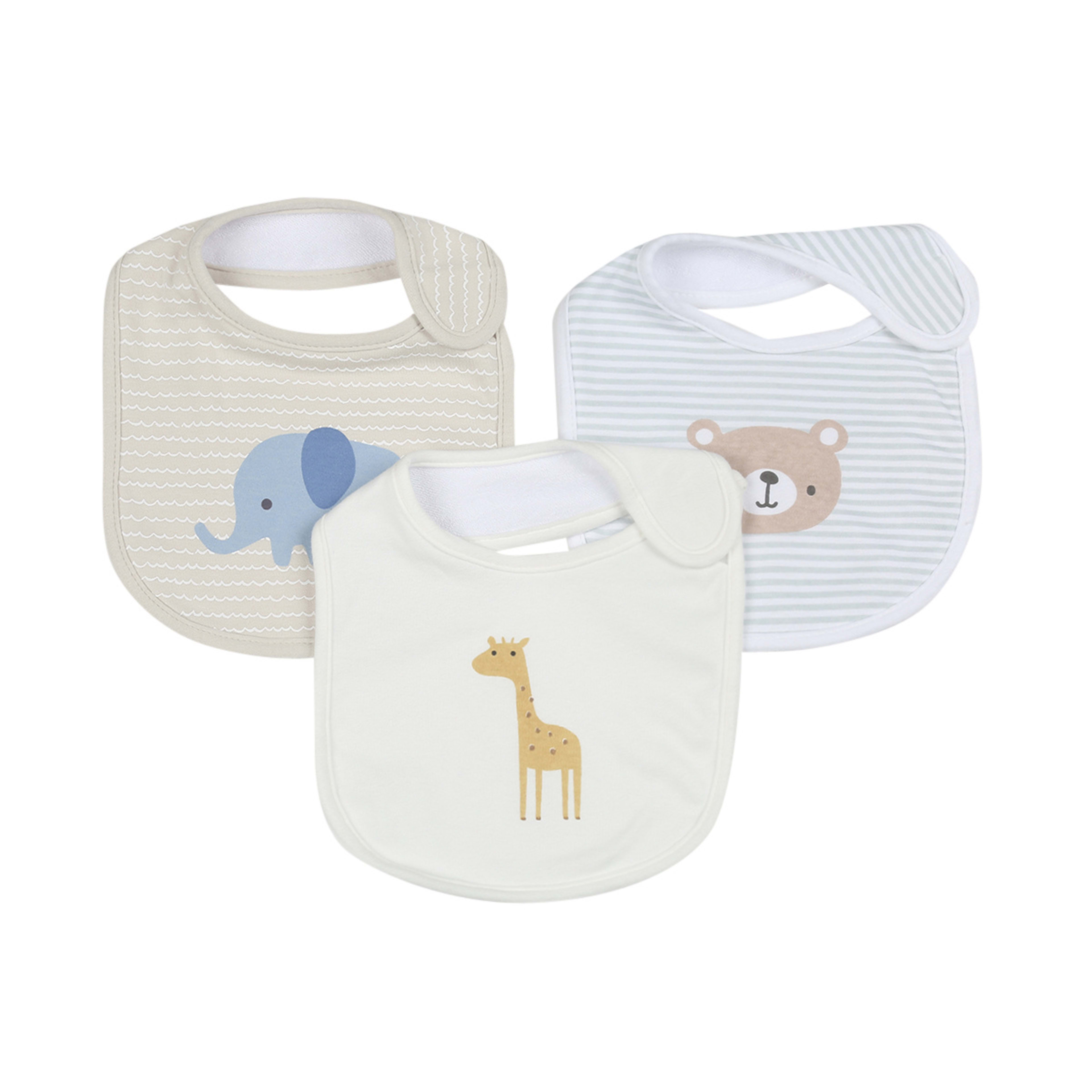 1 3 Pack Organic Cotton Bibs - Animals