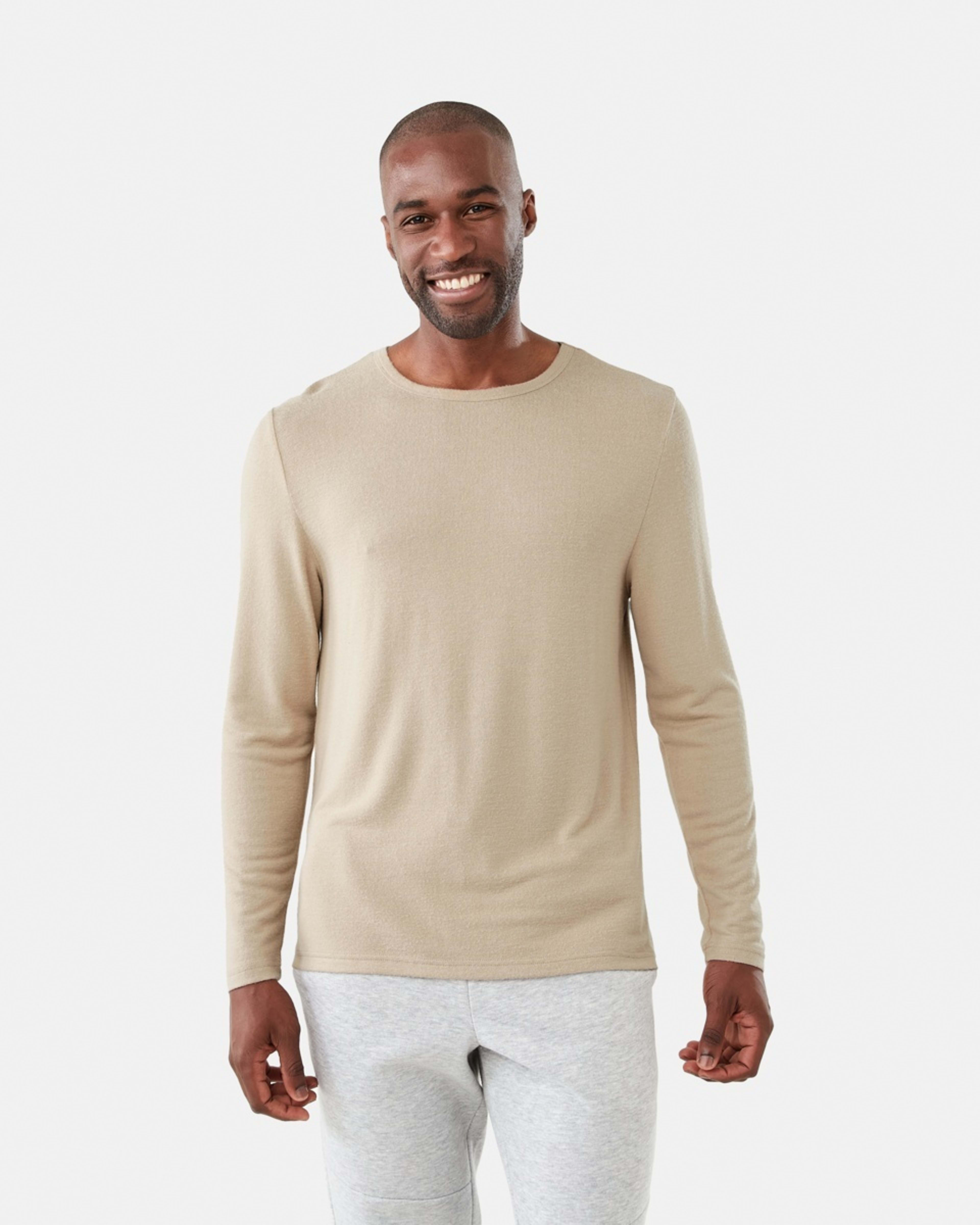 1 Long Sleeve Brushed Knit Top Oxford, 1 of 6