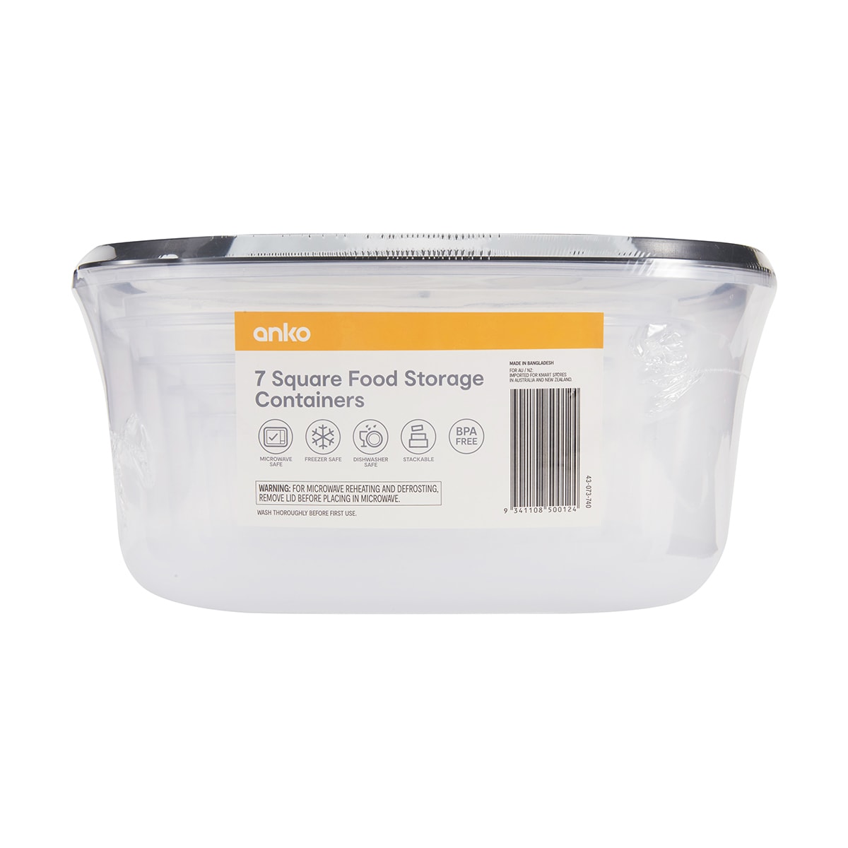 7 Pack Square Food Storage Containers Kmart NZ
