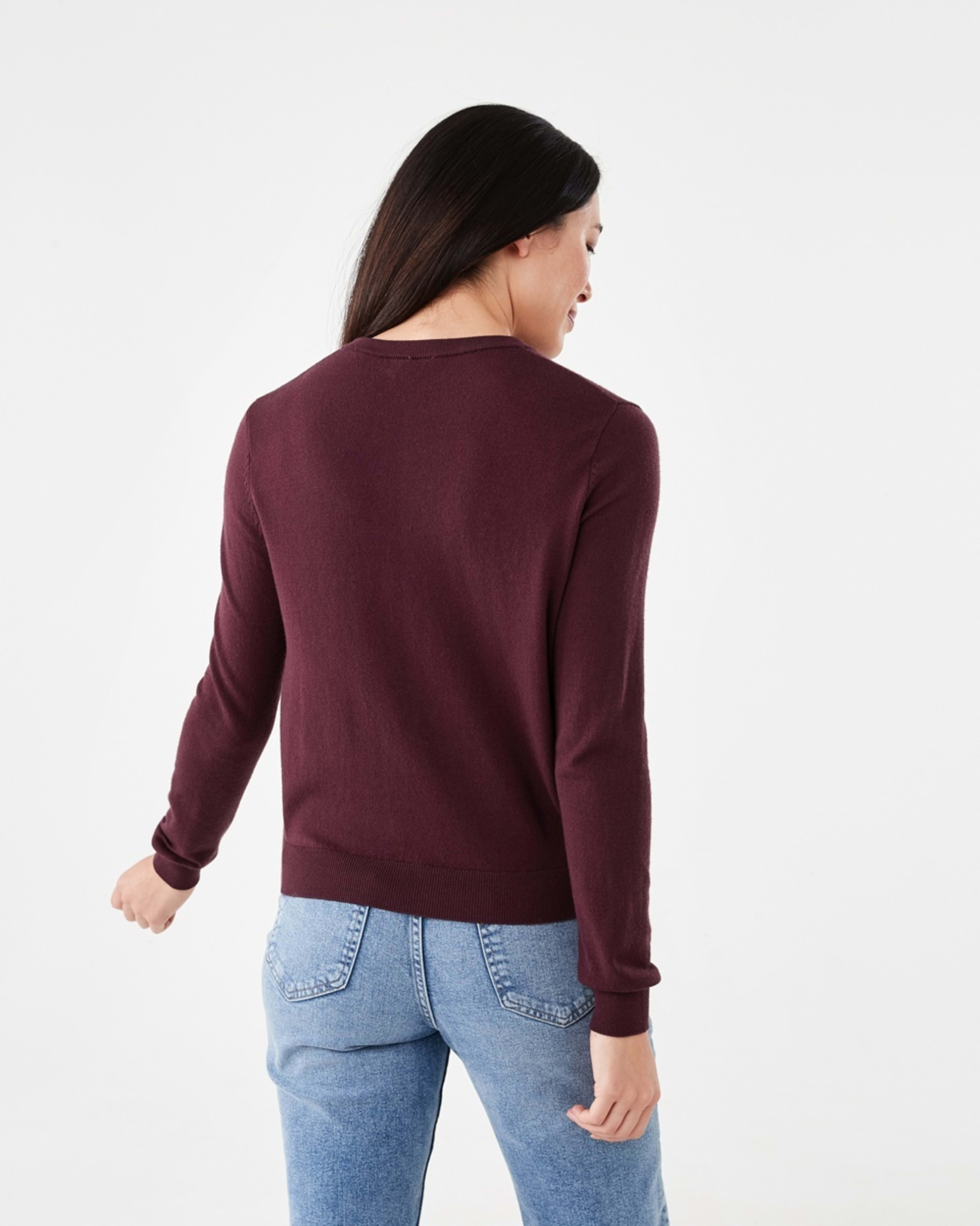 3 Lightweight Crew Neck Cardigan Mulberry, 3 of 6