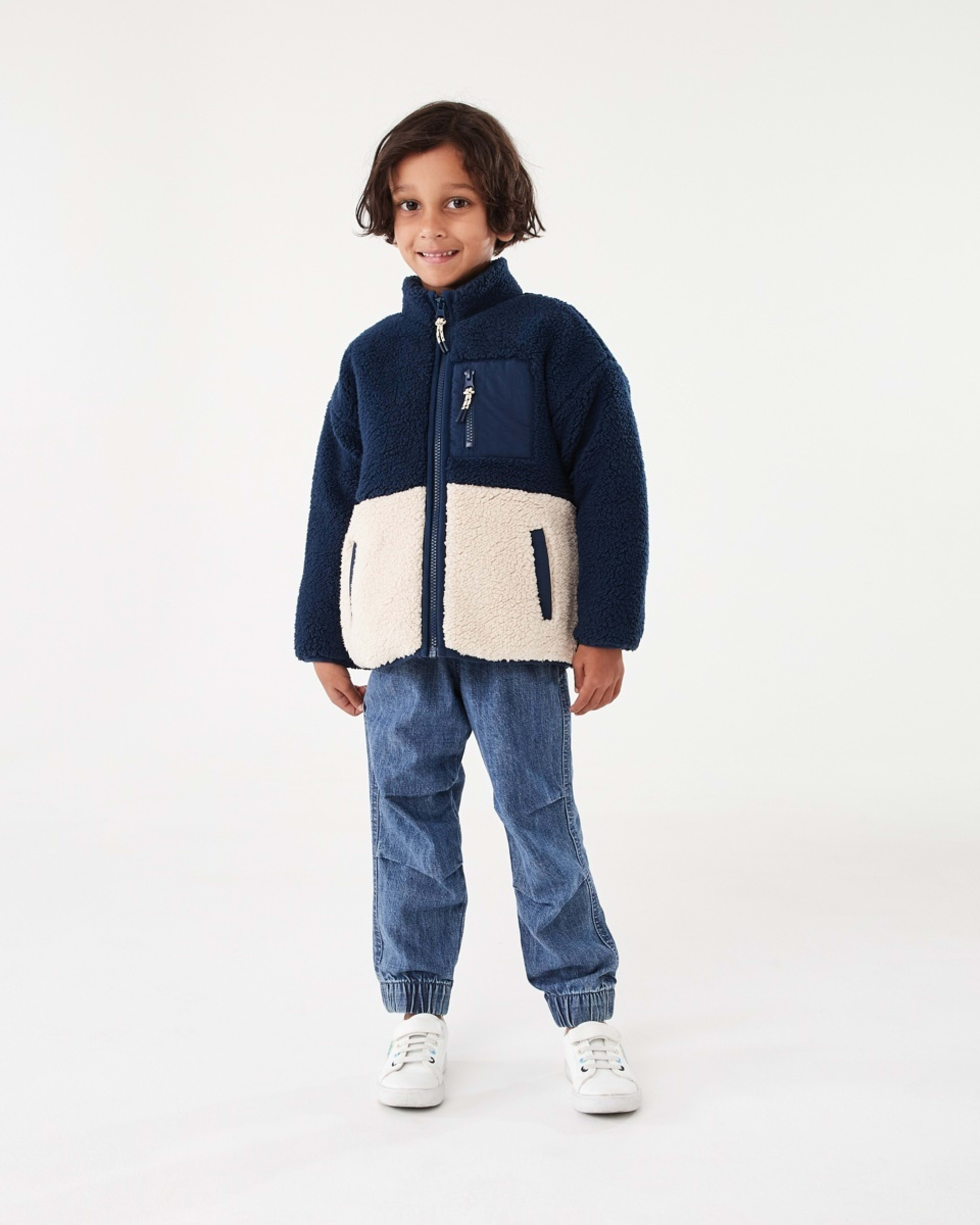 7 Colour Block Sherpa Jacket Dress Blue, 7 of 10