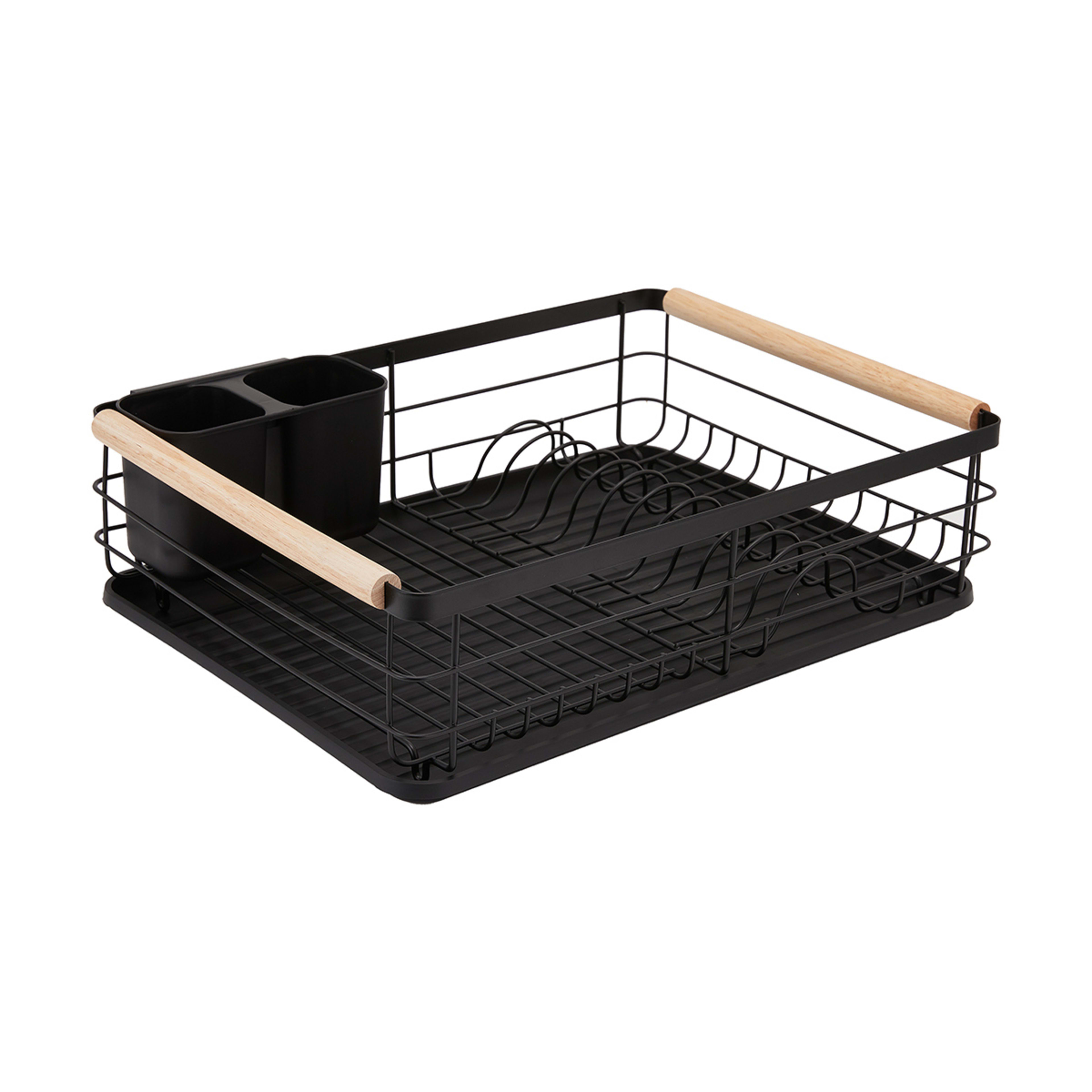 Black Wooden Handle Dish Rack Kmart