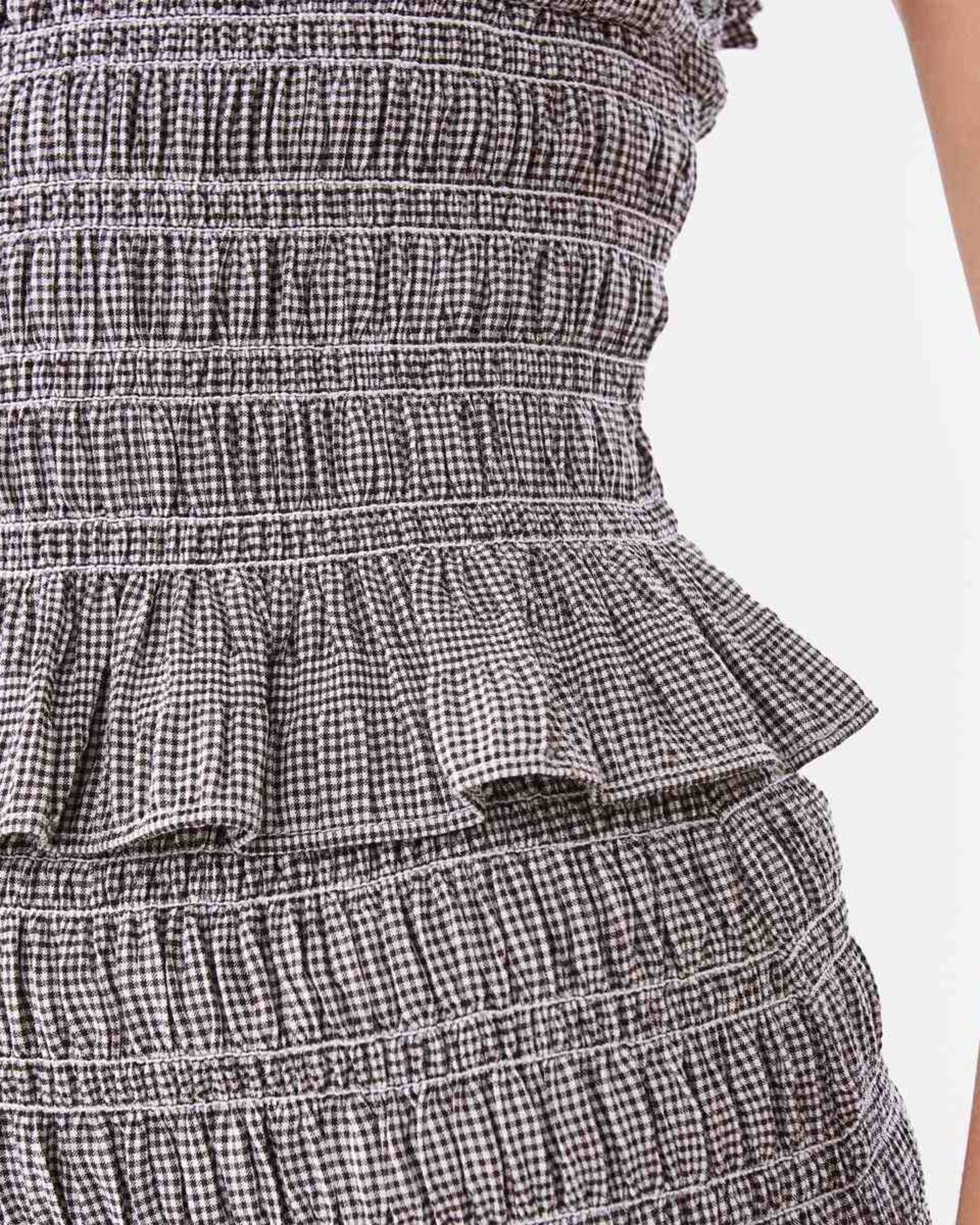 7 Sleeveless Gingham Shirred Top Brwn Ging, 7 of 8