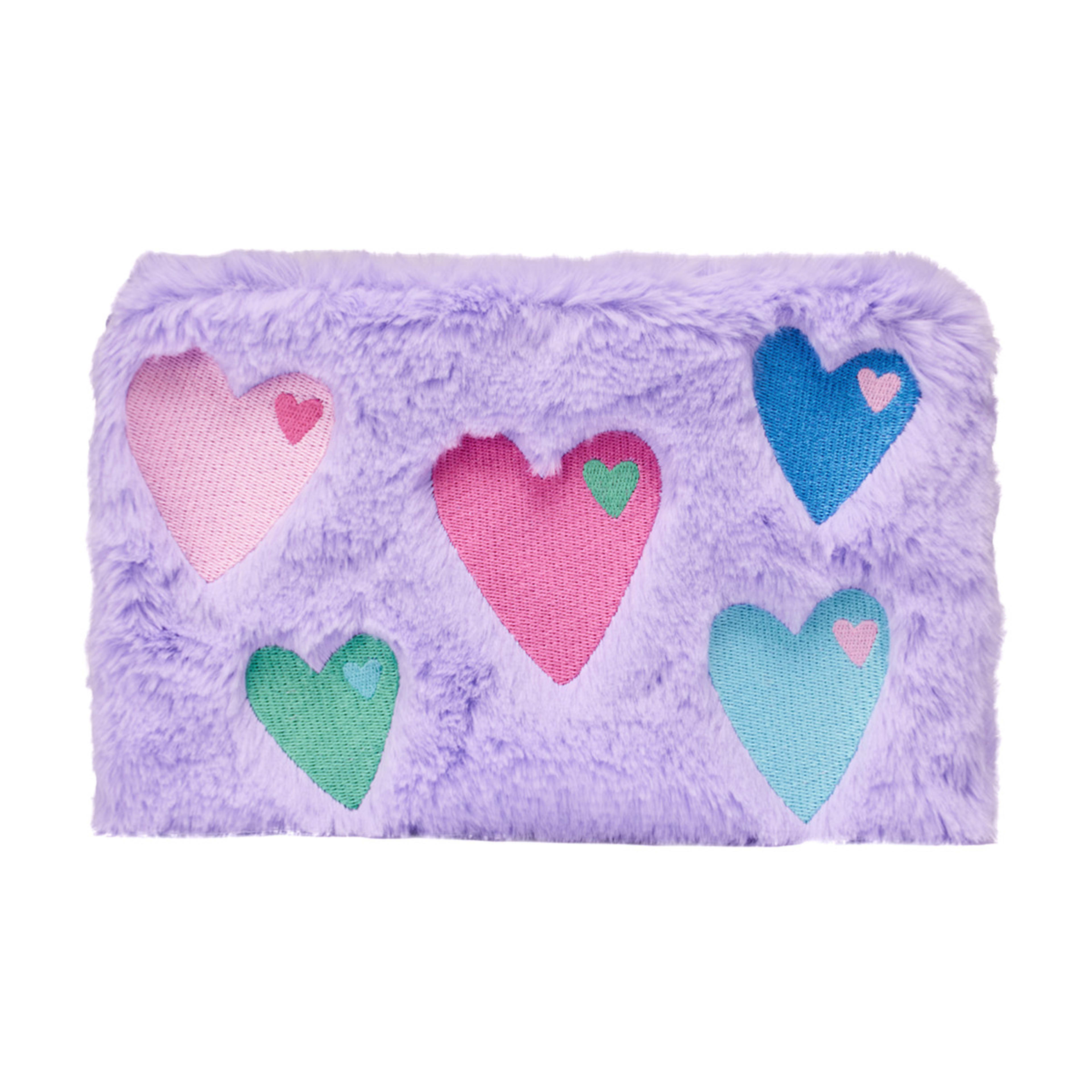Fluffy Pencil Case Hearts Kmart