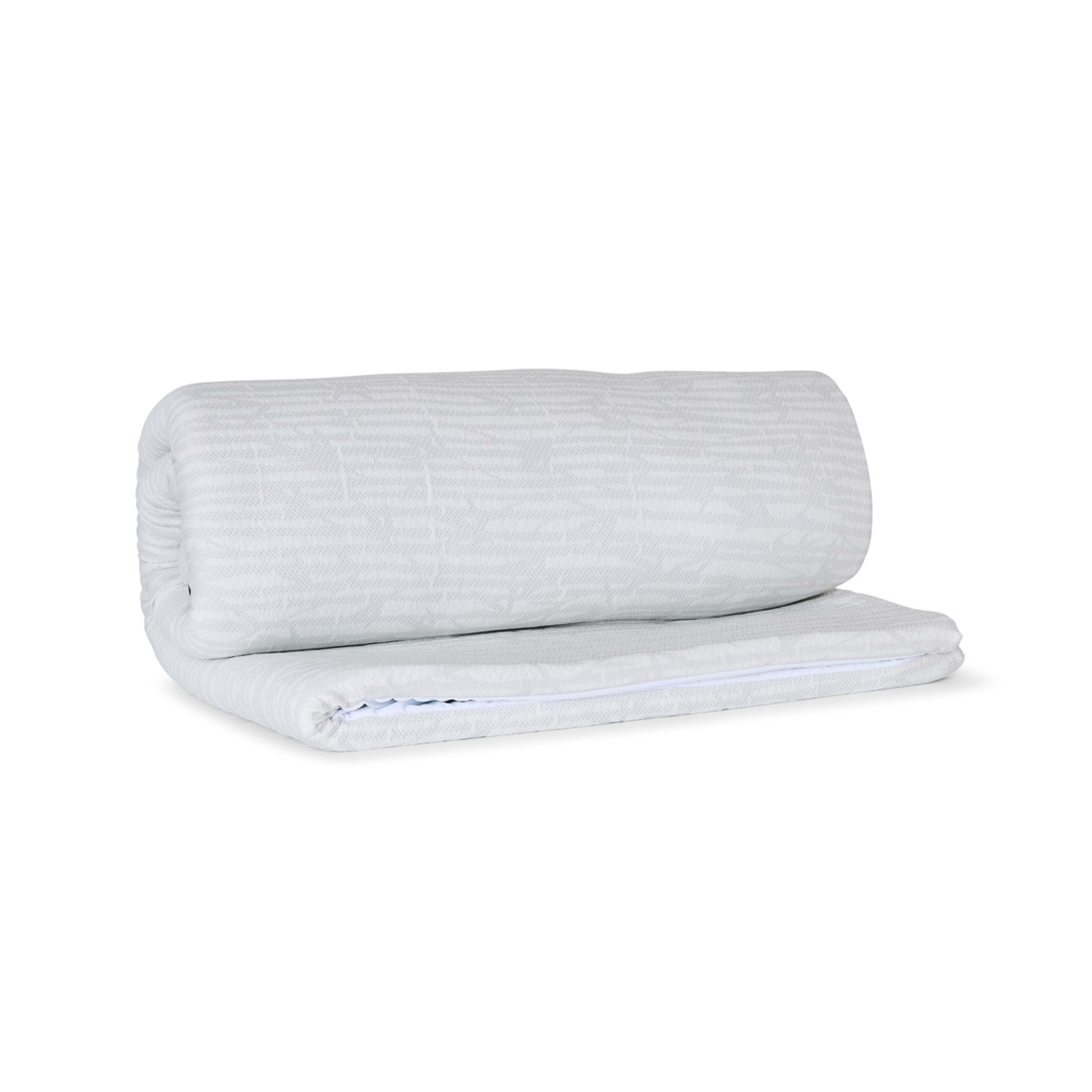 5 Memory Foam Mattress Topper with Skirt - Queen Bed, White and Grey, 5 of 10