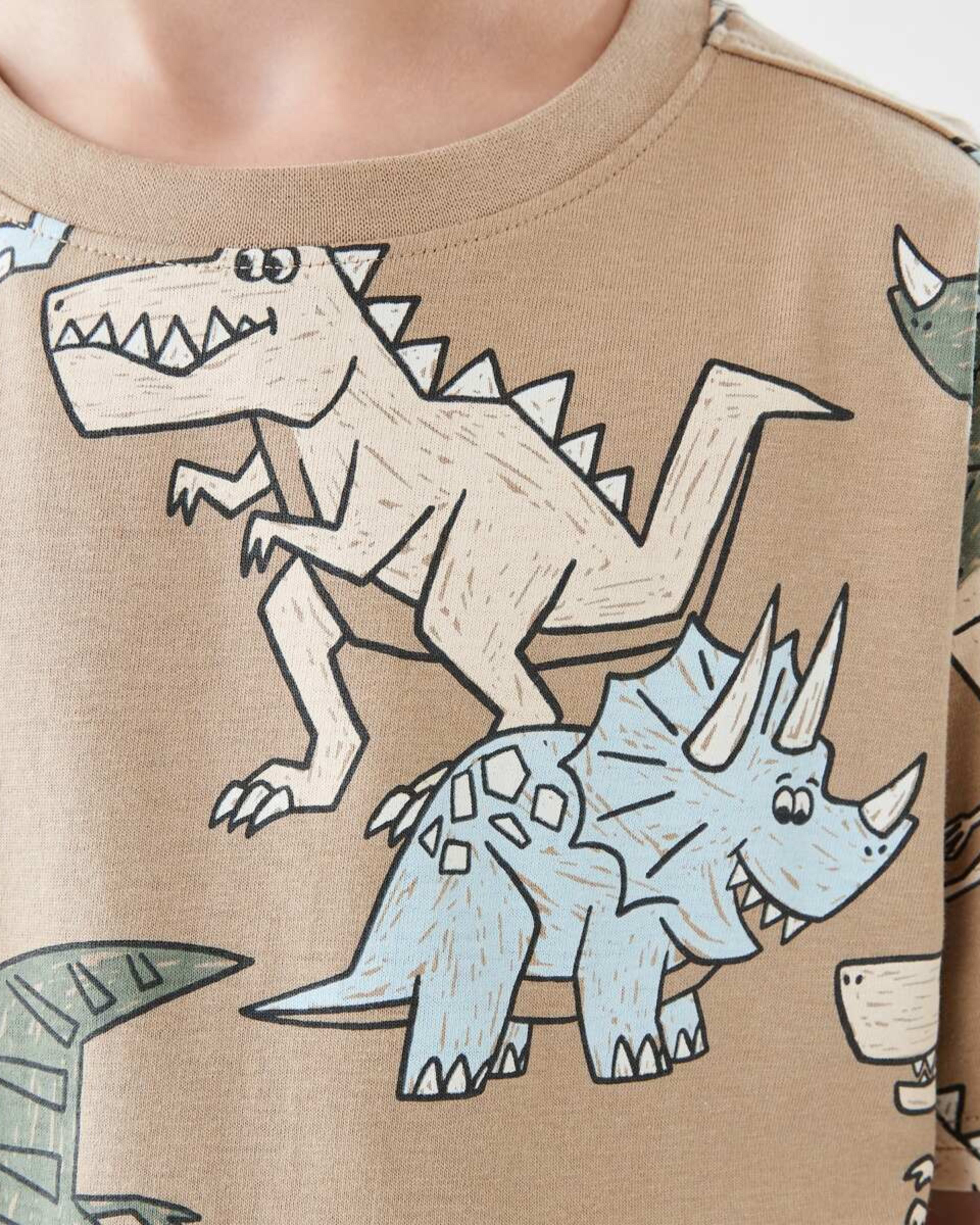 4 All Over Print T-shirt SCRIBBLY DINOS LIGHT BROWN, 4 of 6