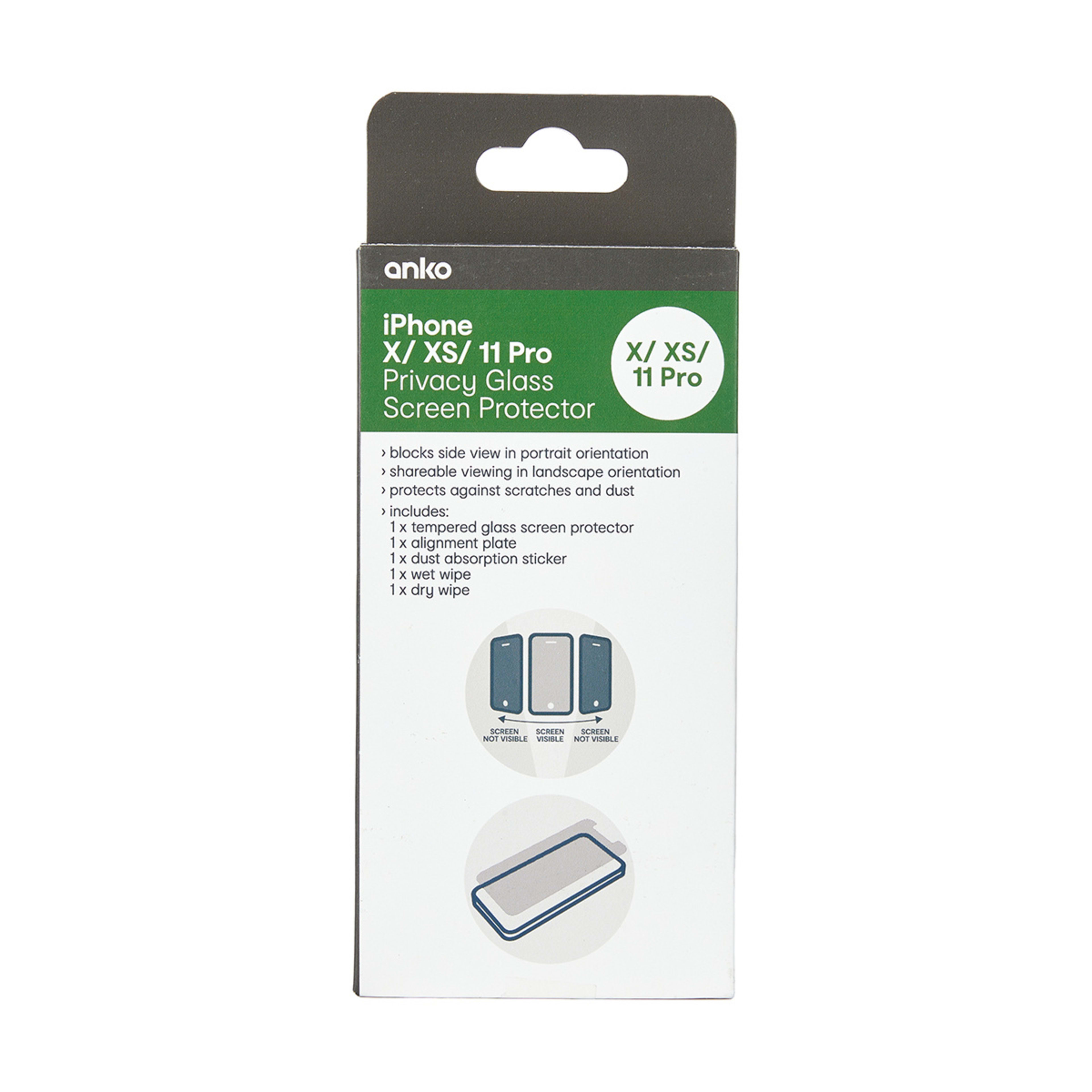 iPhone X/ XS Privacy Hardened Glass Screen Protector Kmart