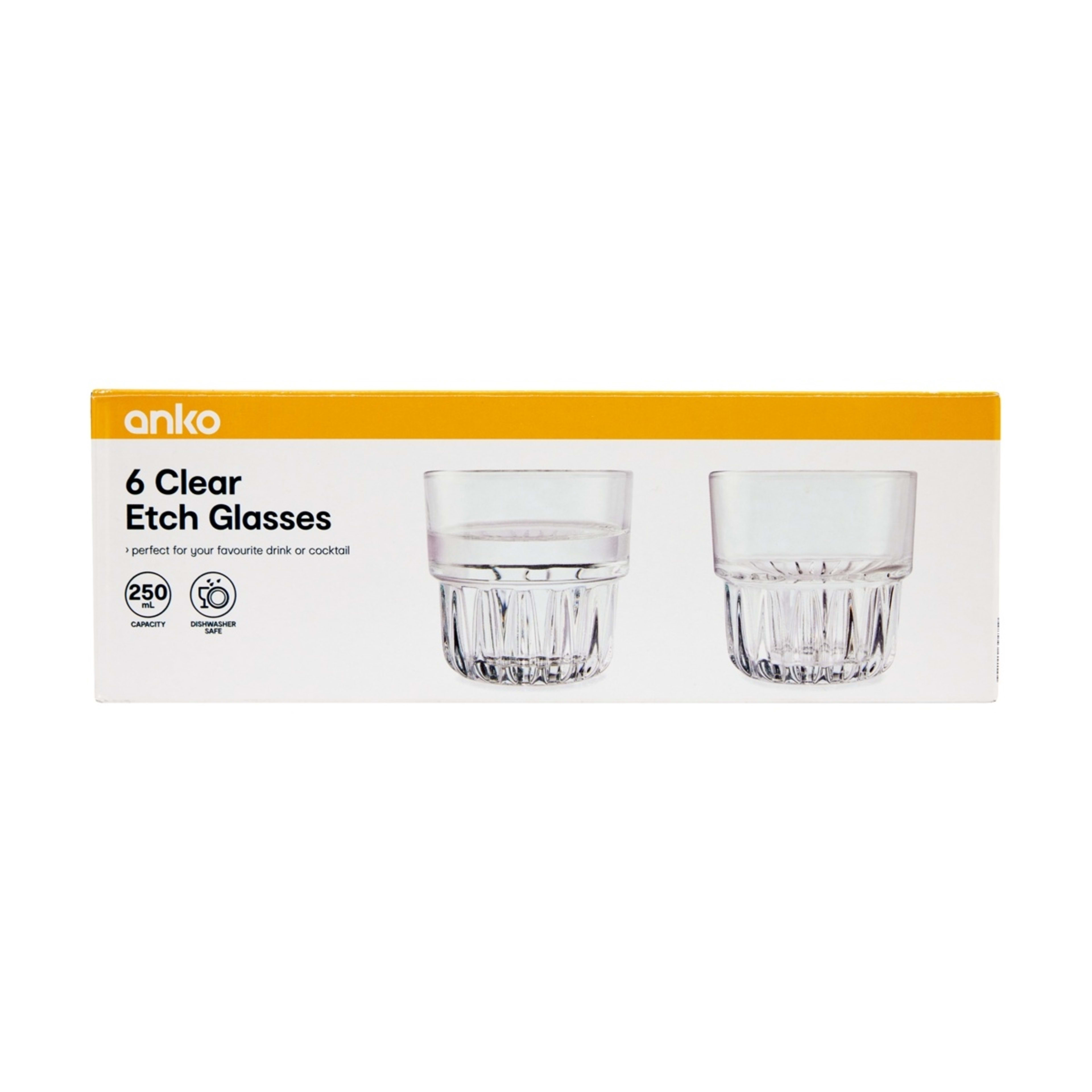 6 Clear Etch Glasses Kmart