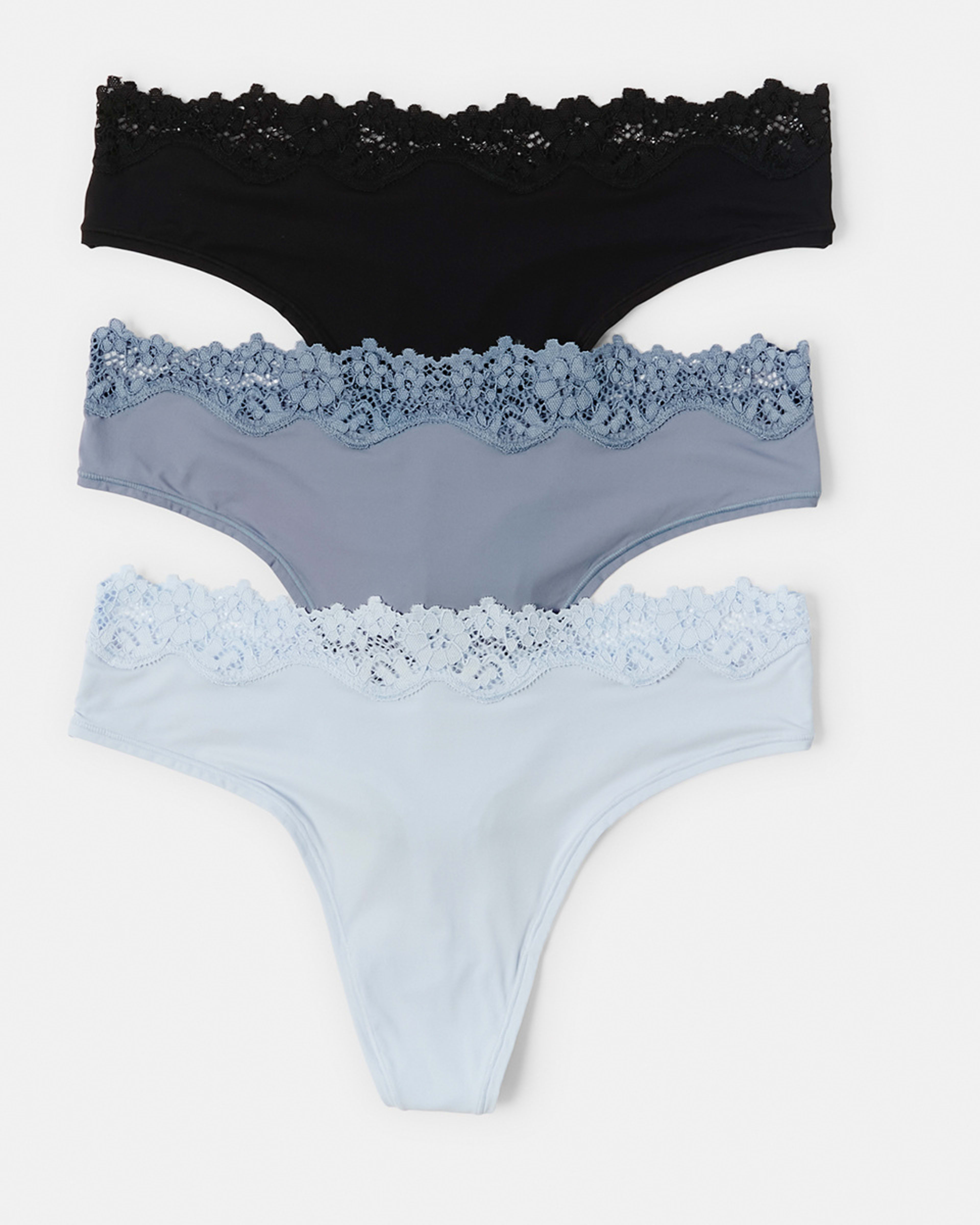 1 3 Pack Super Soft Lace G-String Briefs Hb St Bk