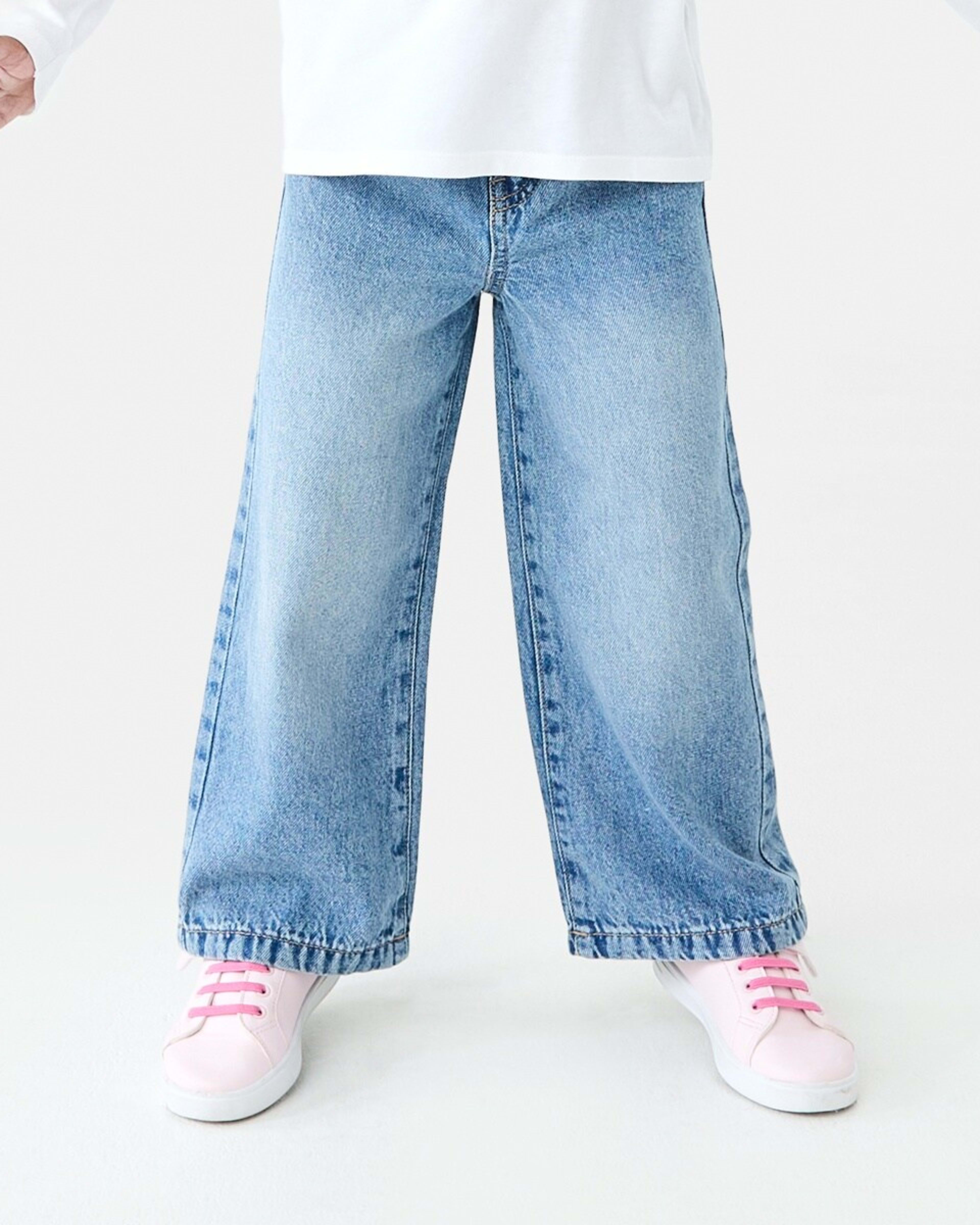 1 Wide Leg Denim Jeans Mid Wsh