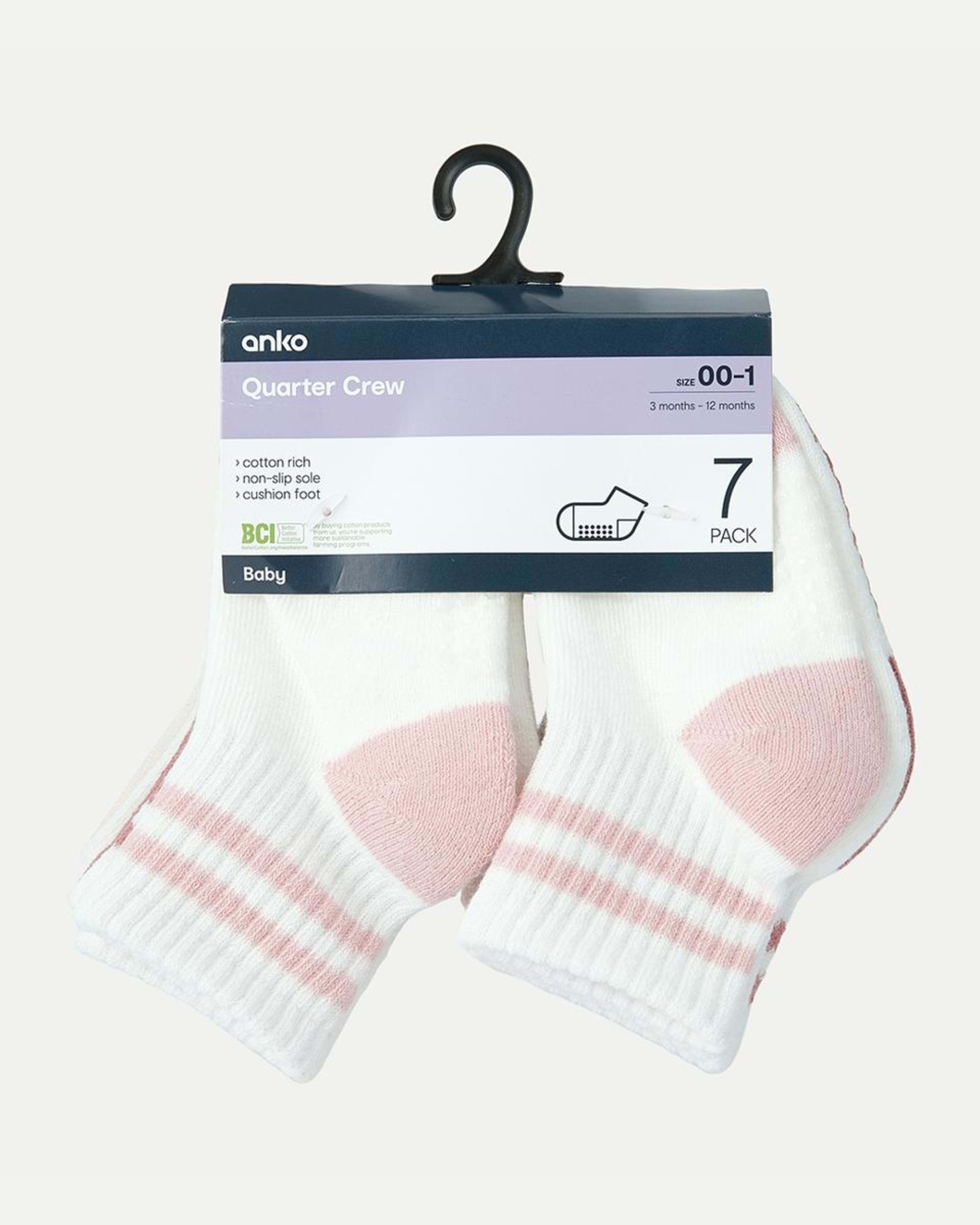 3 7 Pack Sports Quarter Crew Socks Asrtdpnk, 3 of 3