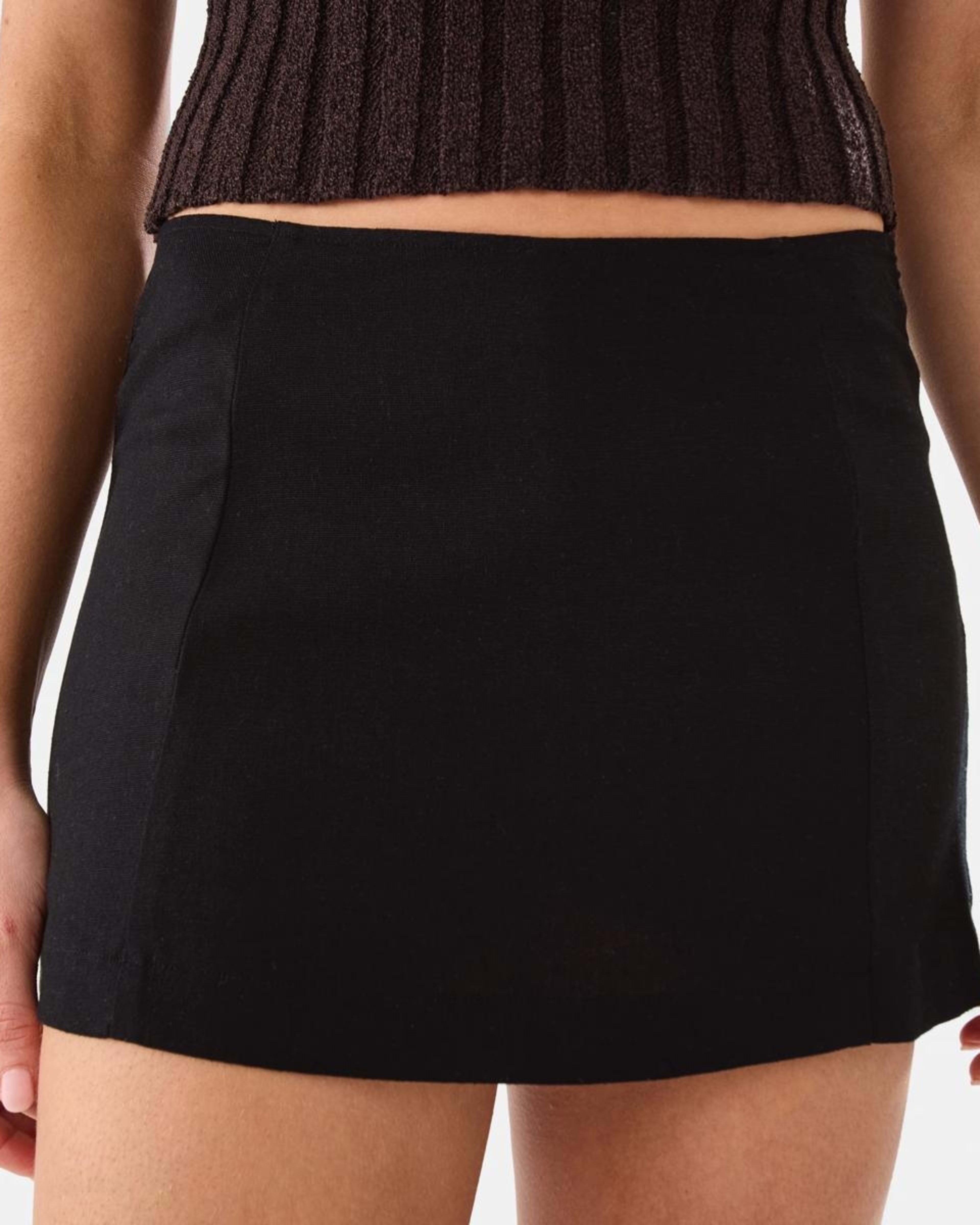 1 Linen Blend Mini Skort BLACK