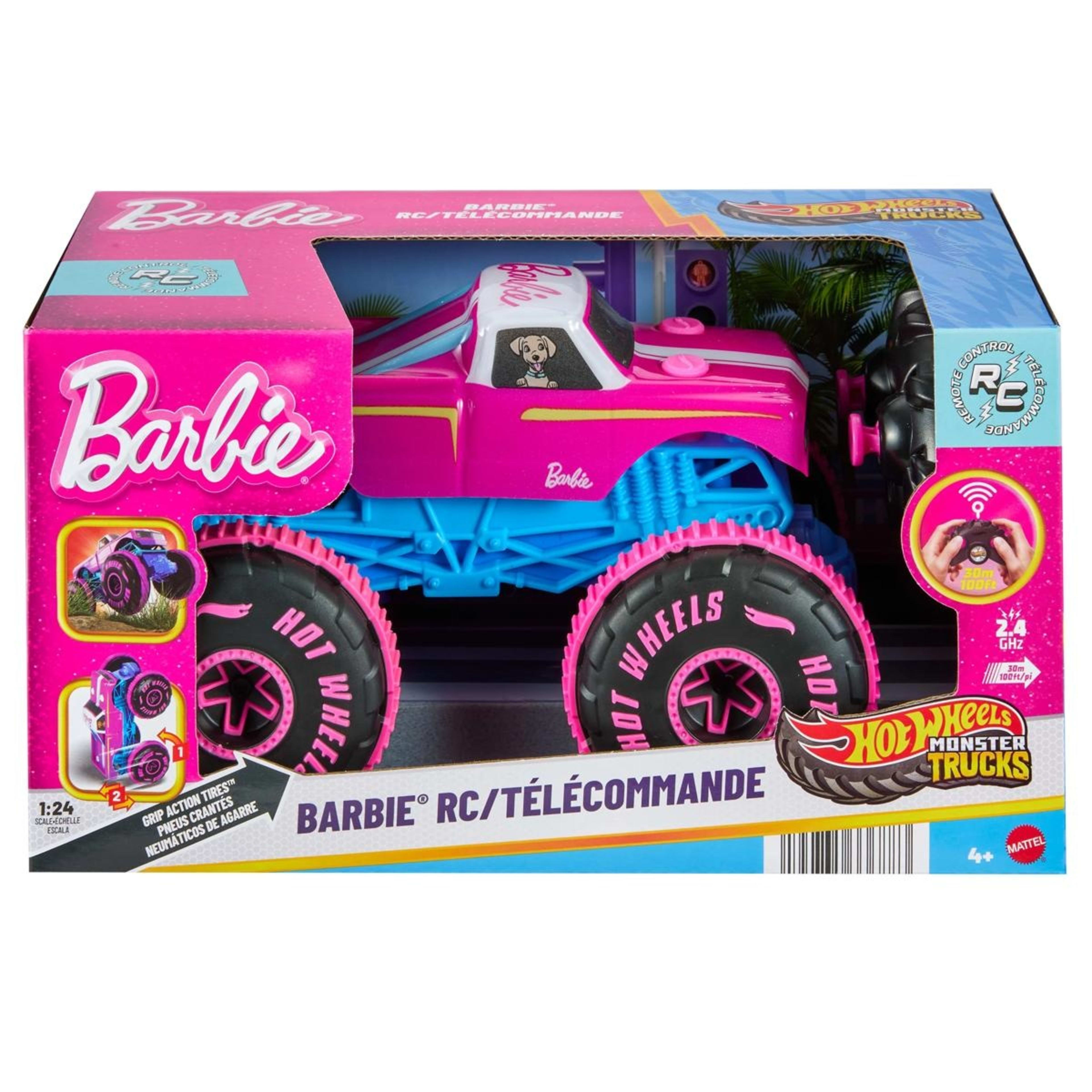 1 Hot Wheels Monster Trucks 1:24 Scale Barbie Remote Control Toy Vehicle, 1 of 6