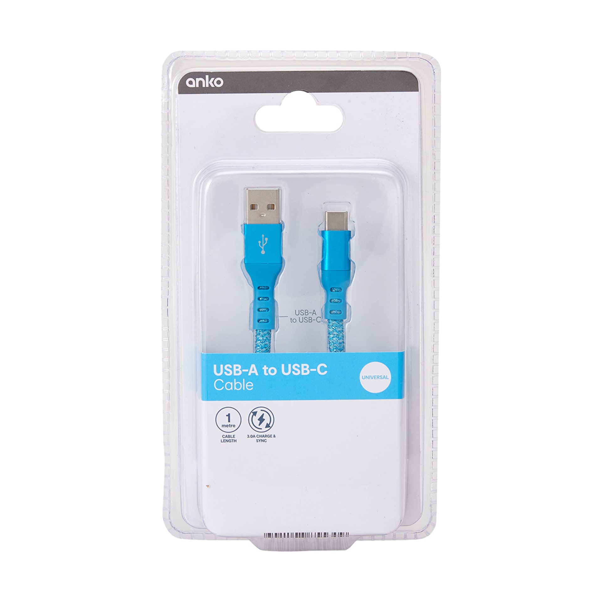 USBC Metal Cable 1m Blue Kmart