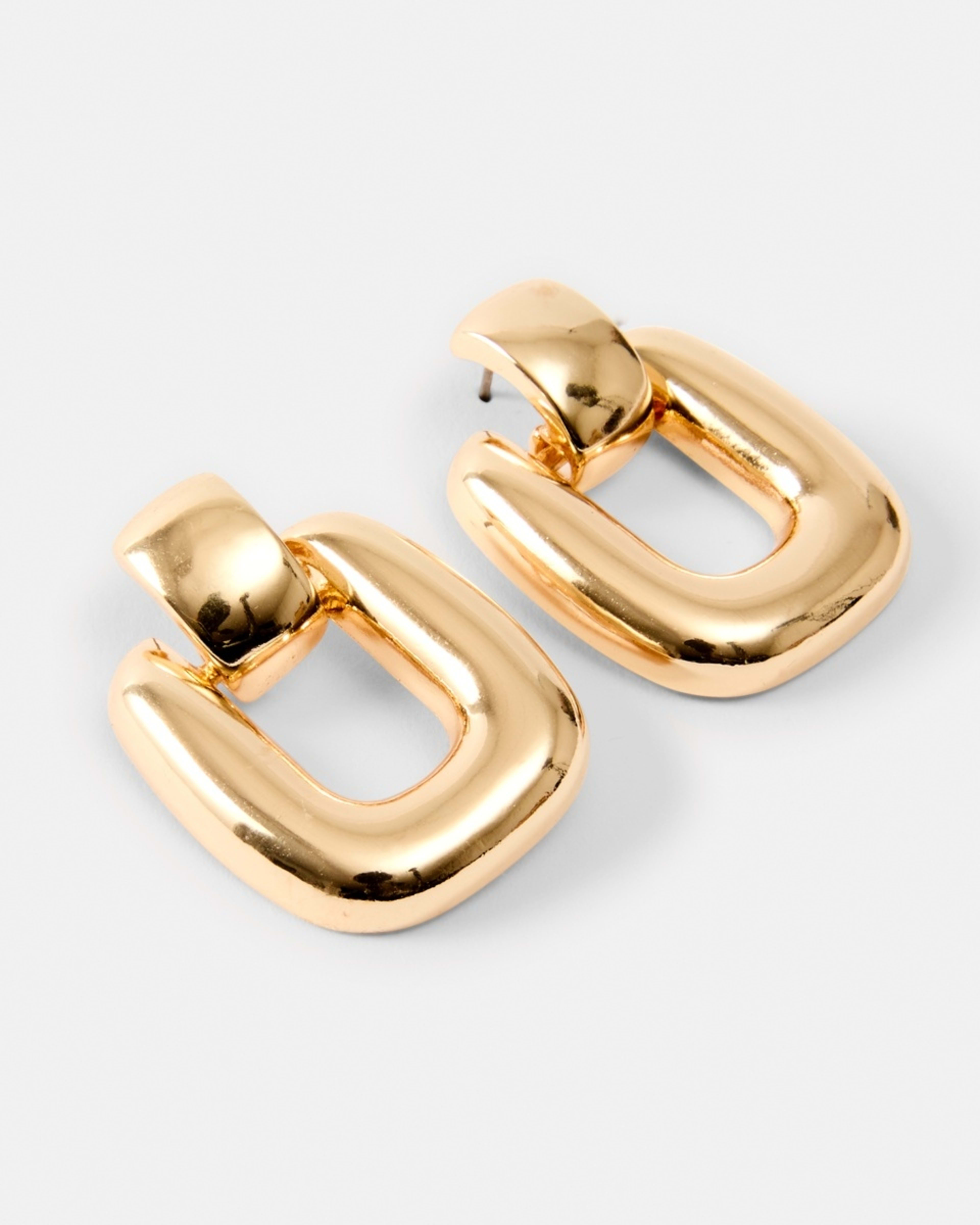 1 Square Doorknocker Earrings - Gold Tone Gold, 1 of 5