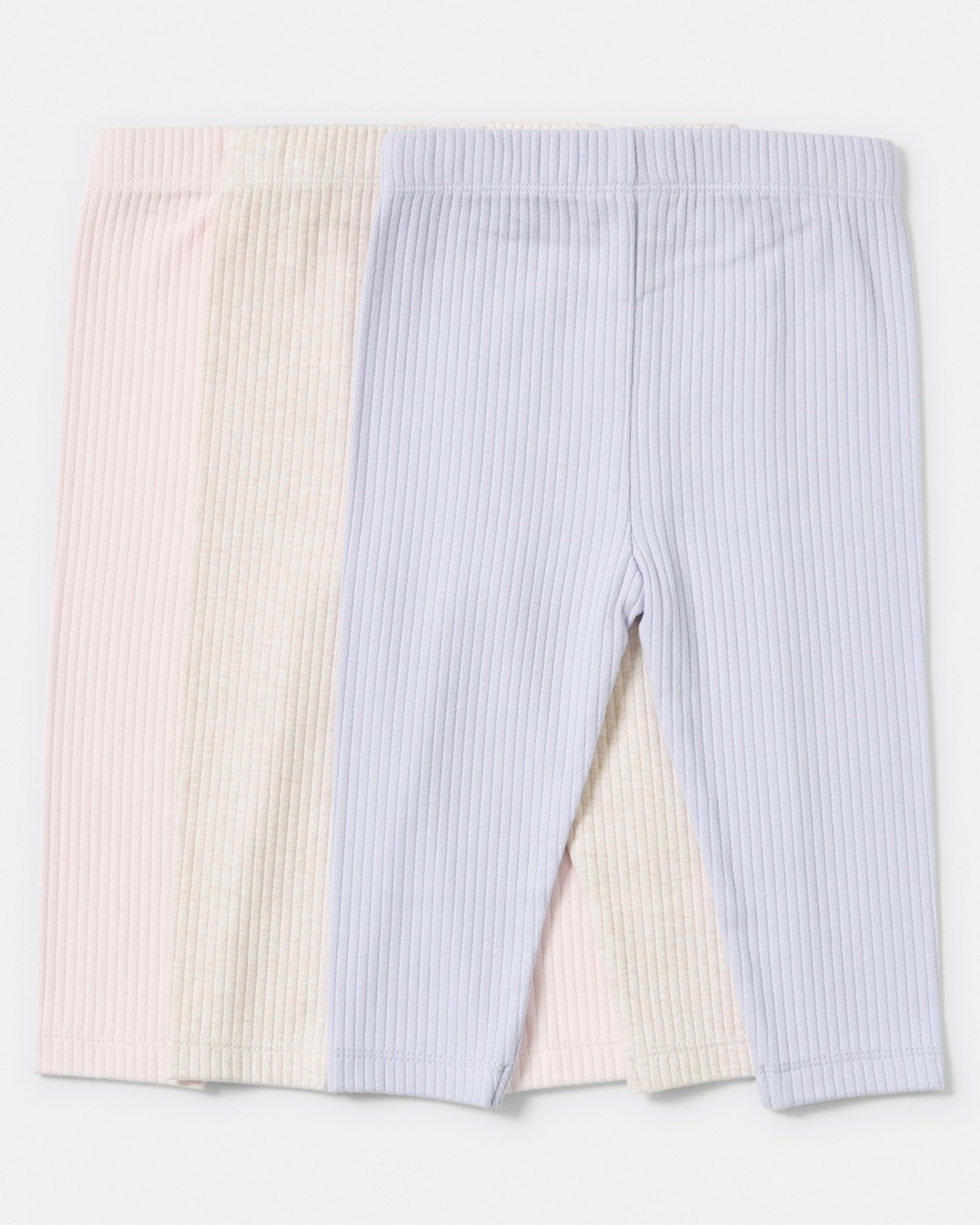 2 3 Pack Ribbed Leggings PINK, HONEY, LILY, 2 of 8