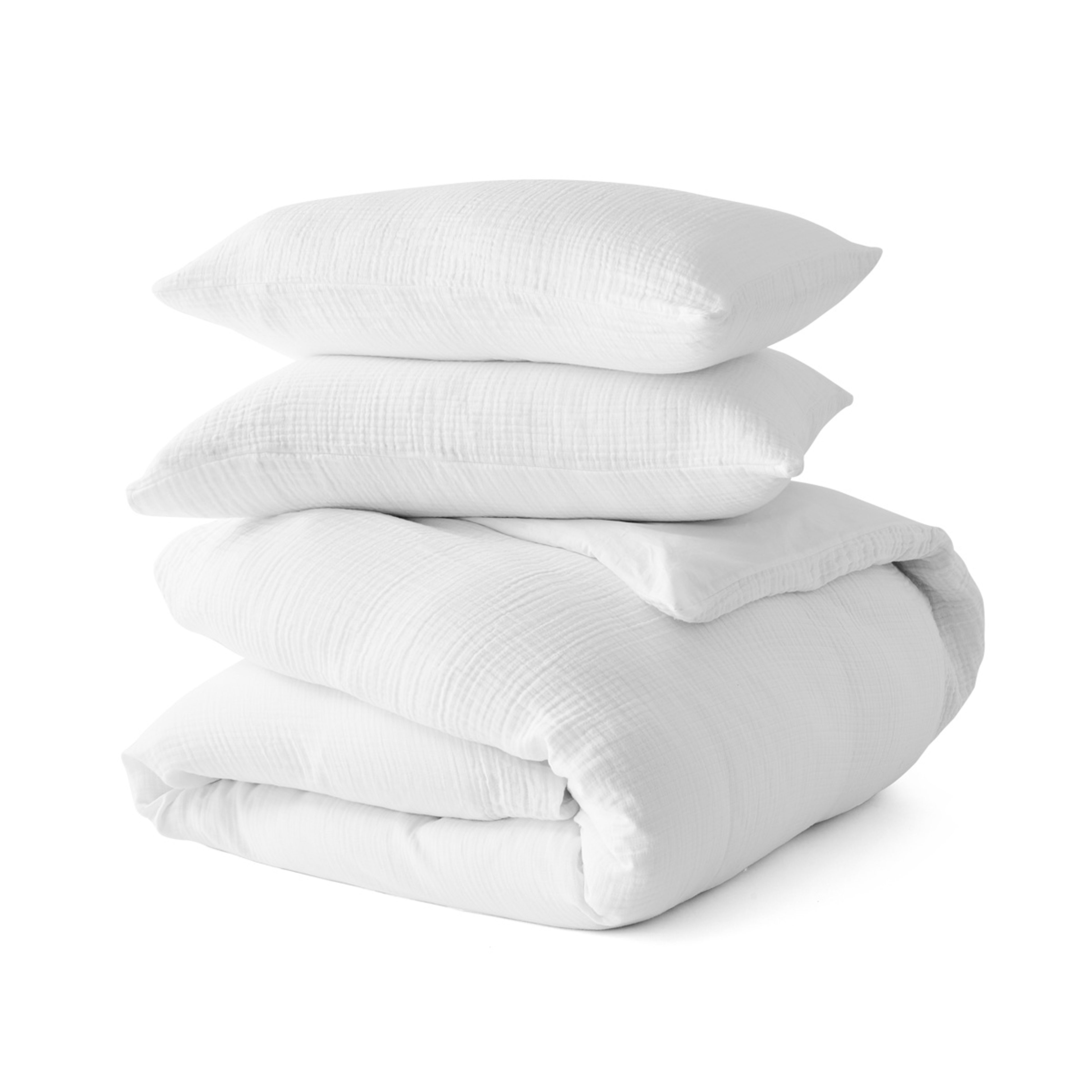 5 Muslin Cotton Quilt Cover Set - Queen Bed, White, 5 of 6