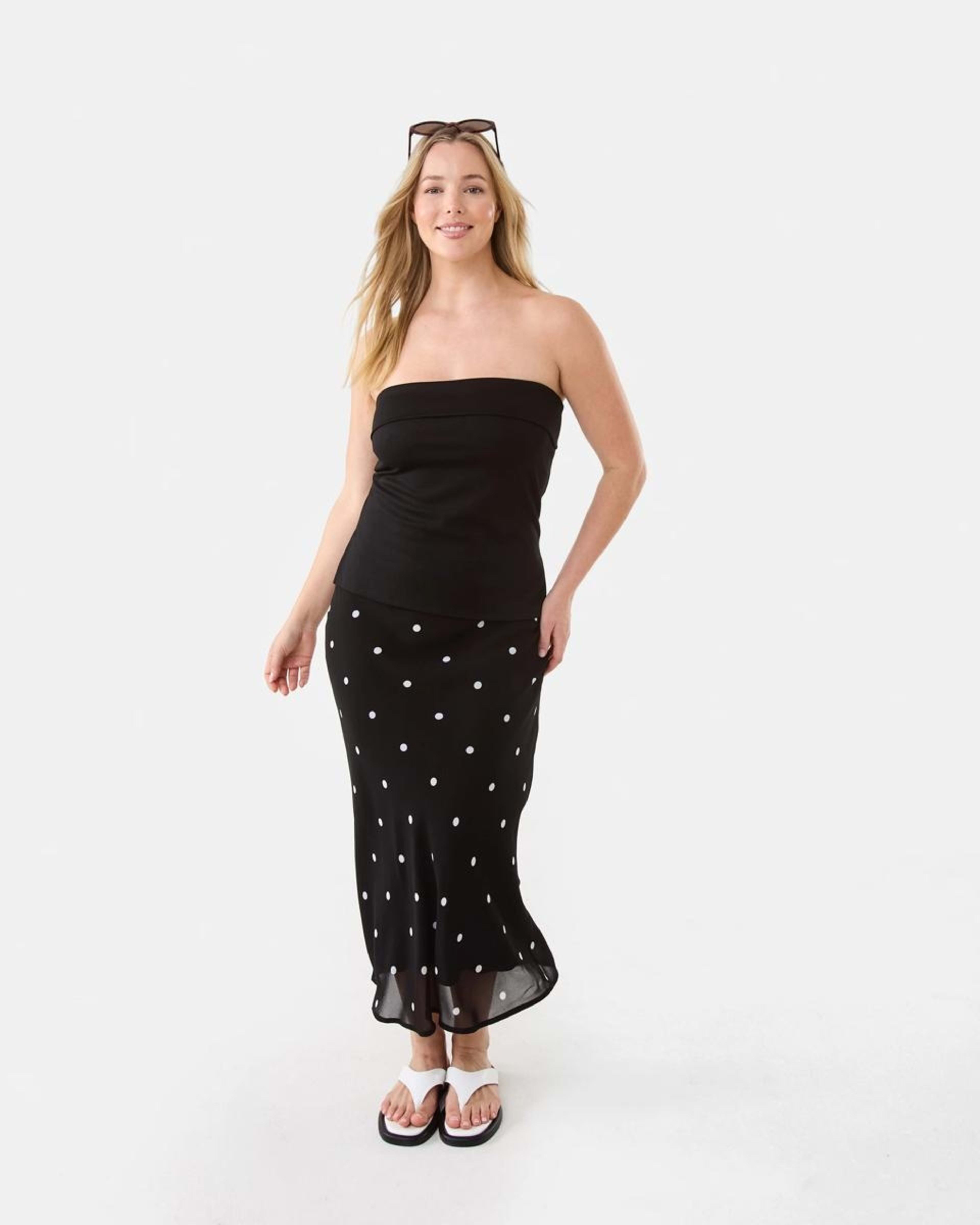 2 Chiffon Slip Midi Skirt Black Spot, 2 of 6